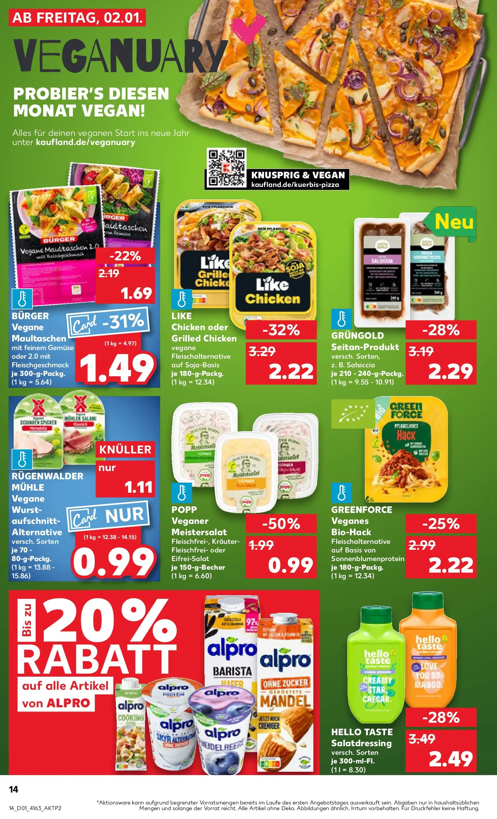 Prospekt Kaufland ab 02.01.2026 » Angebote Online zum Blättern | Seite: 14 | Produkte: Burger, Alpro, Zucker, Wurst