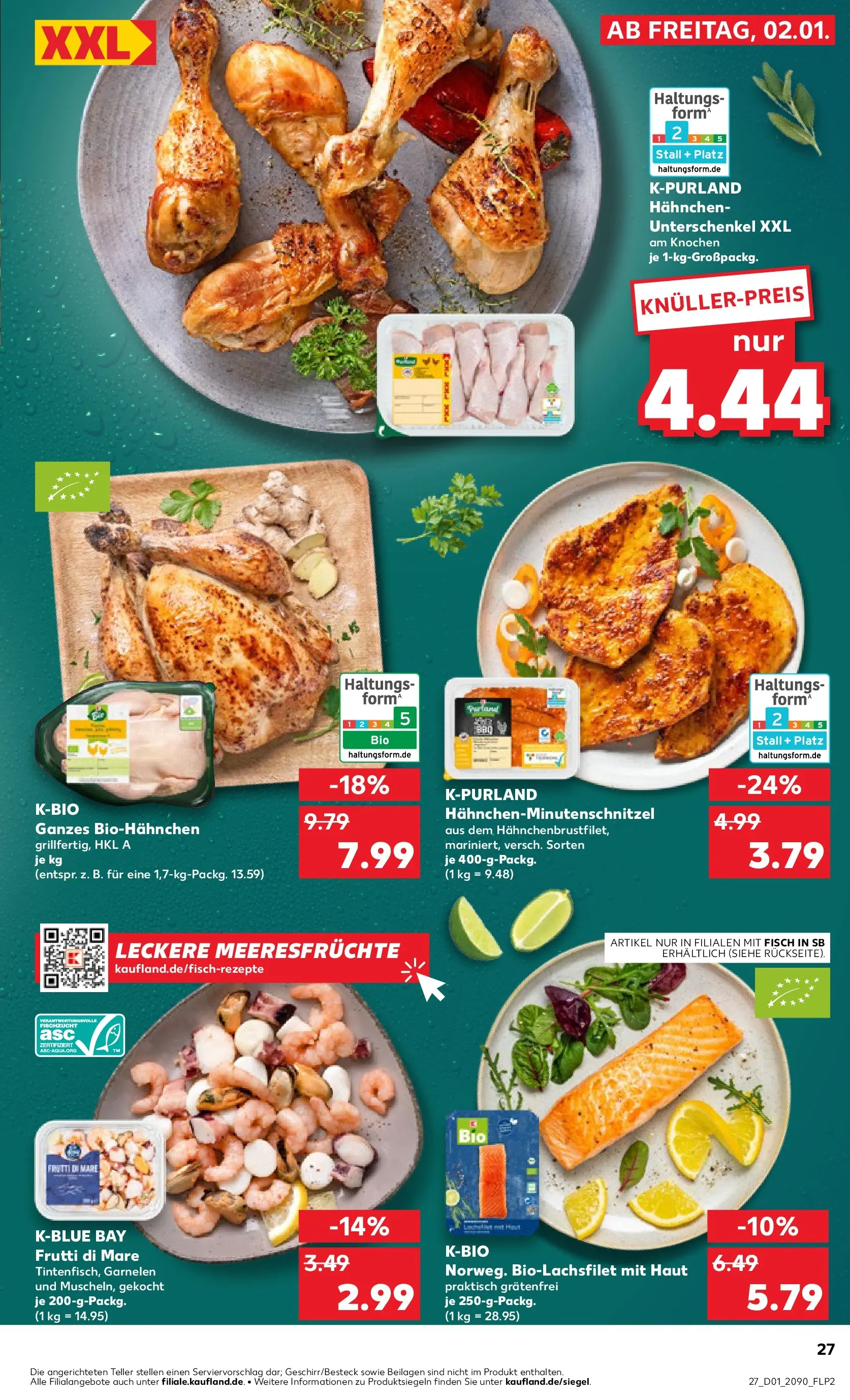 Prospekt Kaufland ab 02.01.2026 » Angebote Online zum Blättern | Seite: 27 | Produkte: Hahnchen, Garnelen, Fisch, Meeresfrüchte