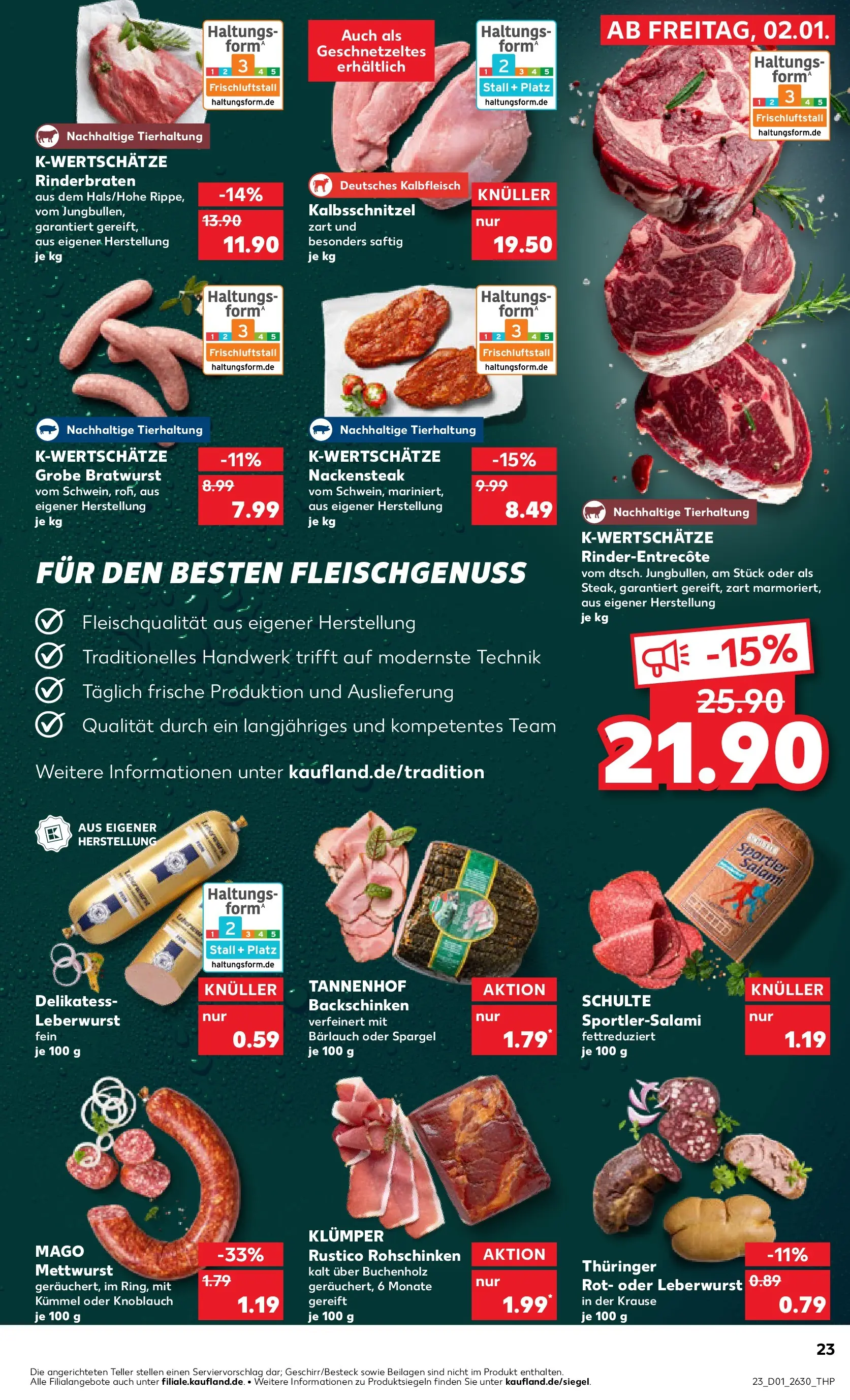 Prospekt Kaufland ab 02.01.2026 » Angebote Online zum Blättern | Seite: 23 | Produkte: Rinderbraten, Entrecote, Spargel, Steak