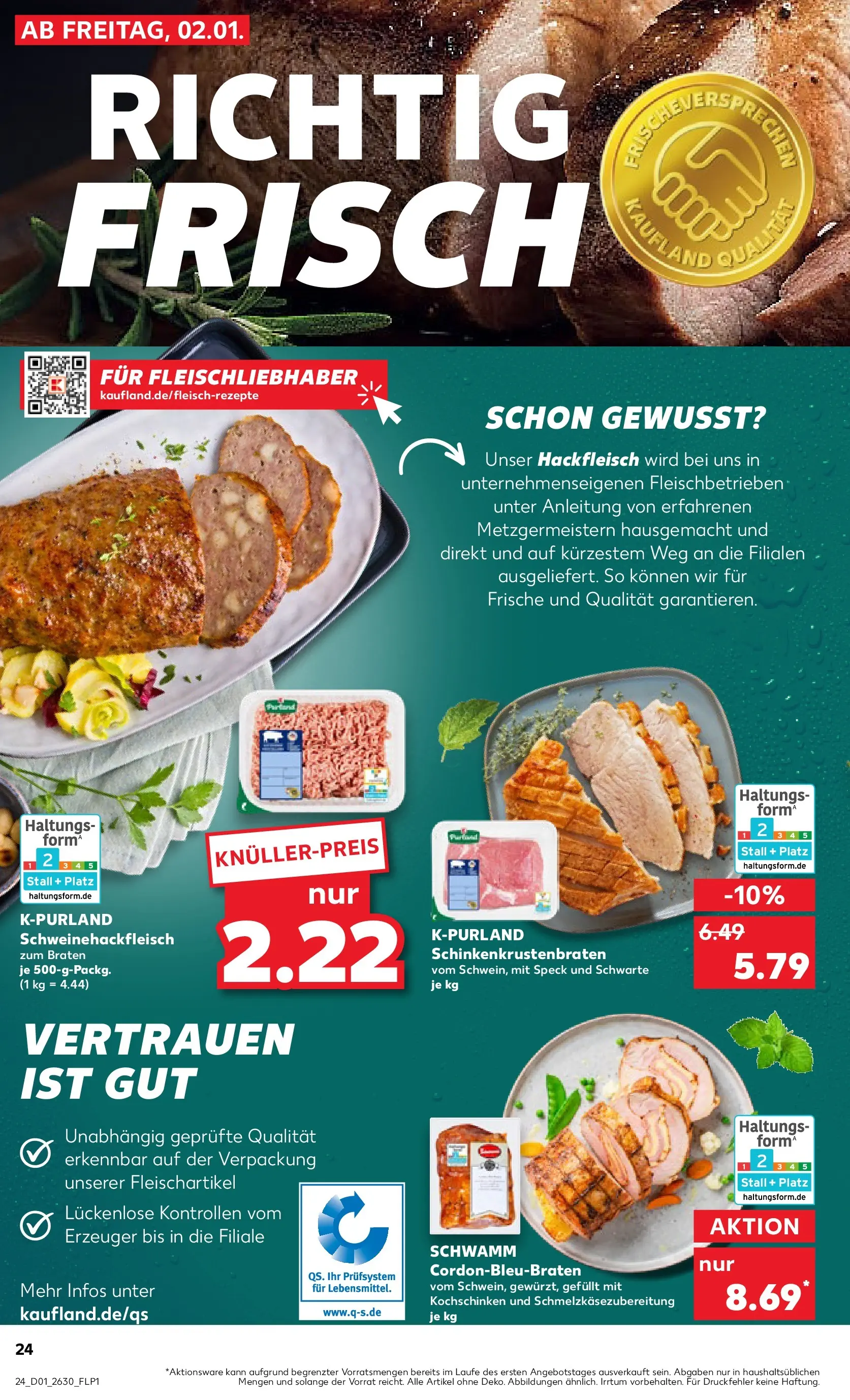 Prospekt Kaufland ab 02.01.2026 » Angebote Online zum Blättern | Seite: 24 | Produkte: Hackfleisch