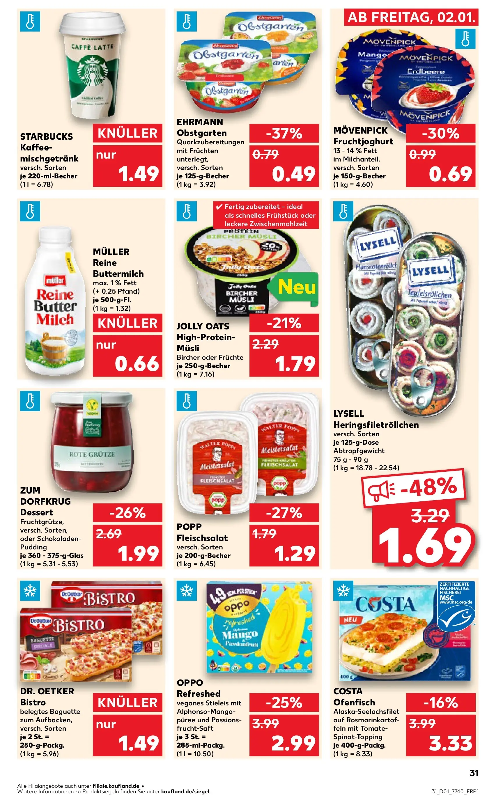 Prospekt Kaufland ab 02.01.2026 » Angebote Online zum Blättern | Seite: 31 | Produkte: Musli, Buttermilch, Baguette, Fruchtjoghurt