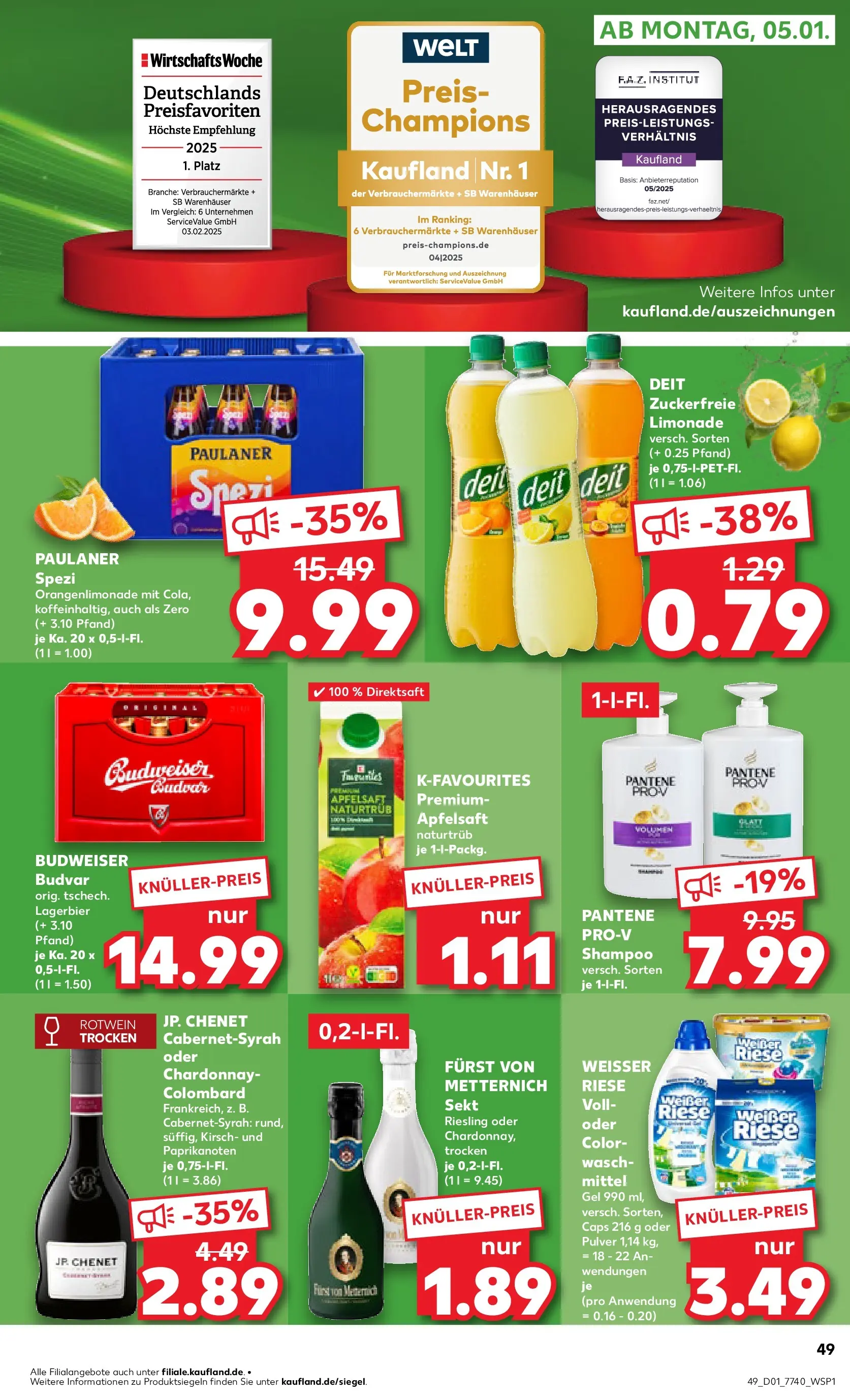 Prospekt Kaufland ab 02.01.2026 » Angebote Online zum Blättern | Seite: 49 | Produkte: Furst von metternich, Rotwein, Shampoo, Paulaner