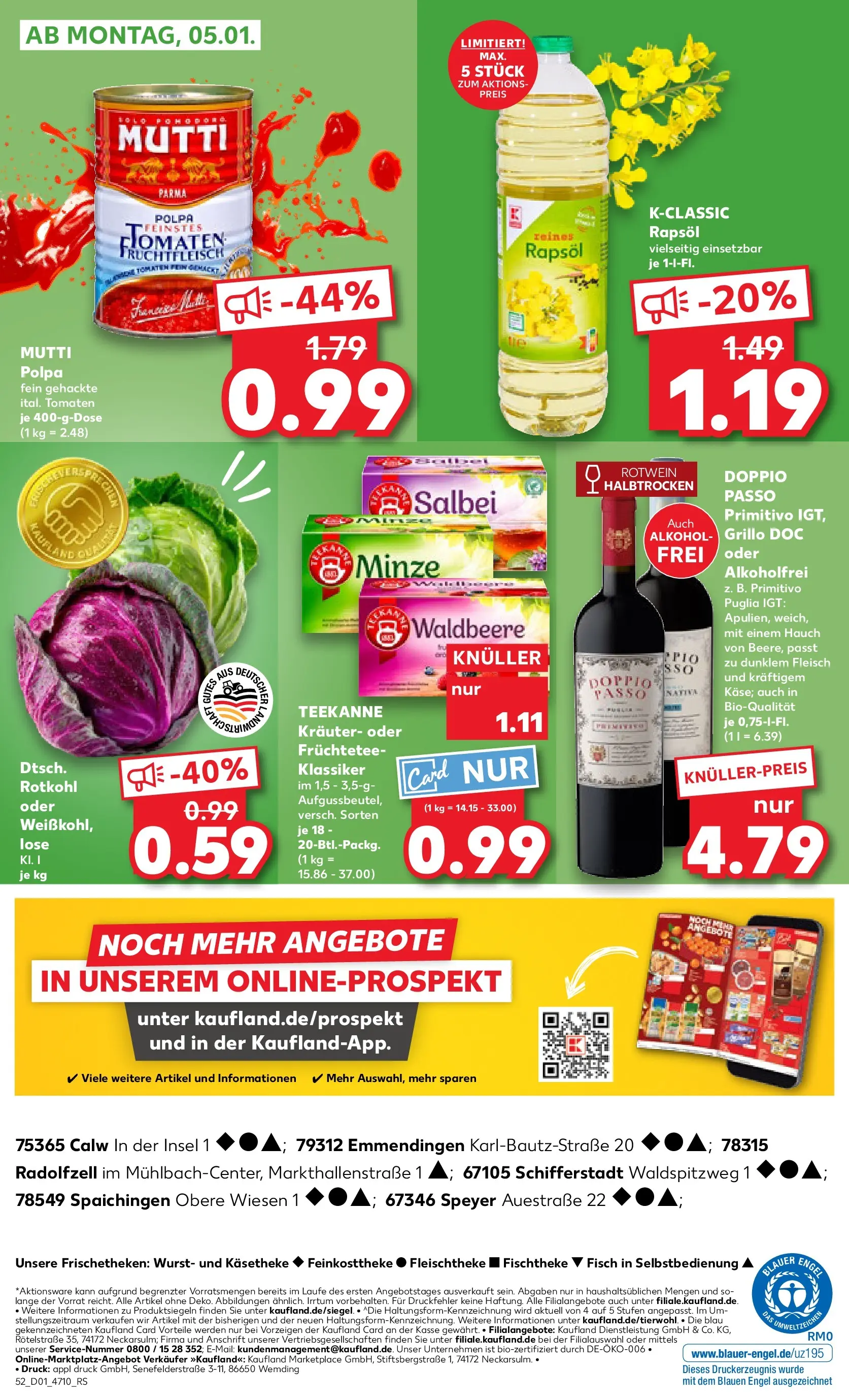 Prospekt Kaufland ab 02.01.2026 » Angebote Online zum Blättern | Seite: 52 | Produkte: Rotwein, Wurst, Doppio Passo, Teekanne