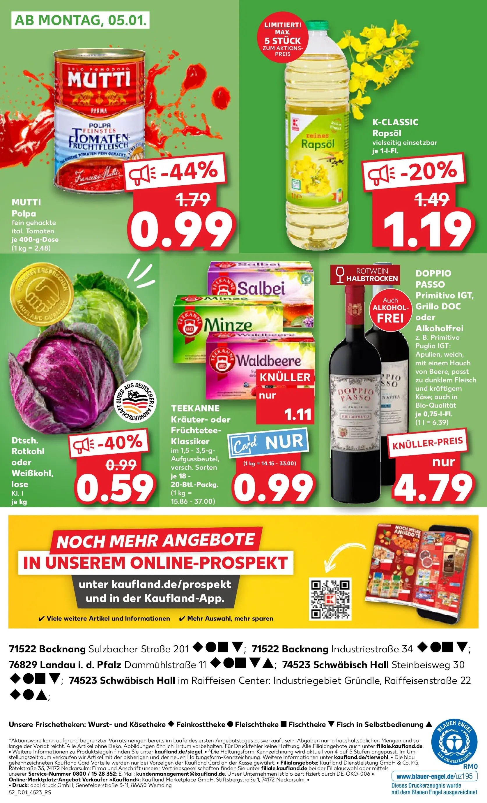 Prospekt Kaufland ab 01.01.2026 » Angebote Online zum Blättern | Seite: 52 | Produkte: Rotwein, Rotwein halbtrocken, Doppio passo primitivo, Doppio Passo