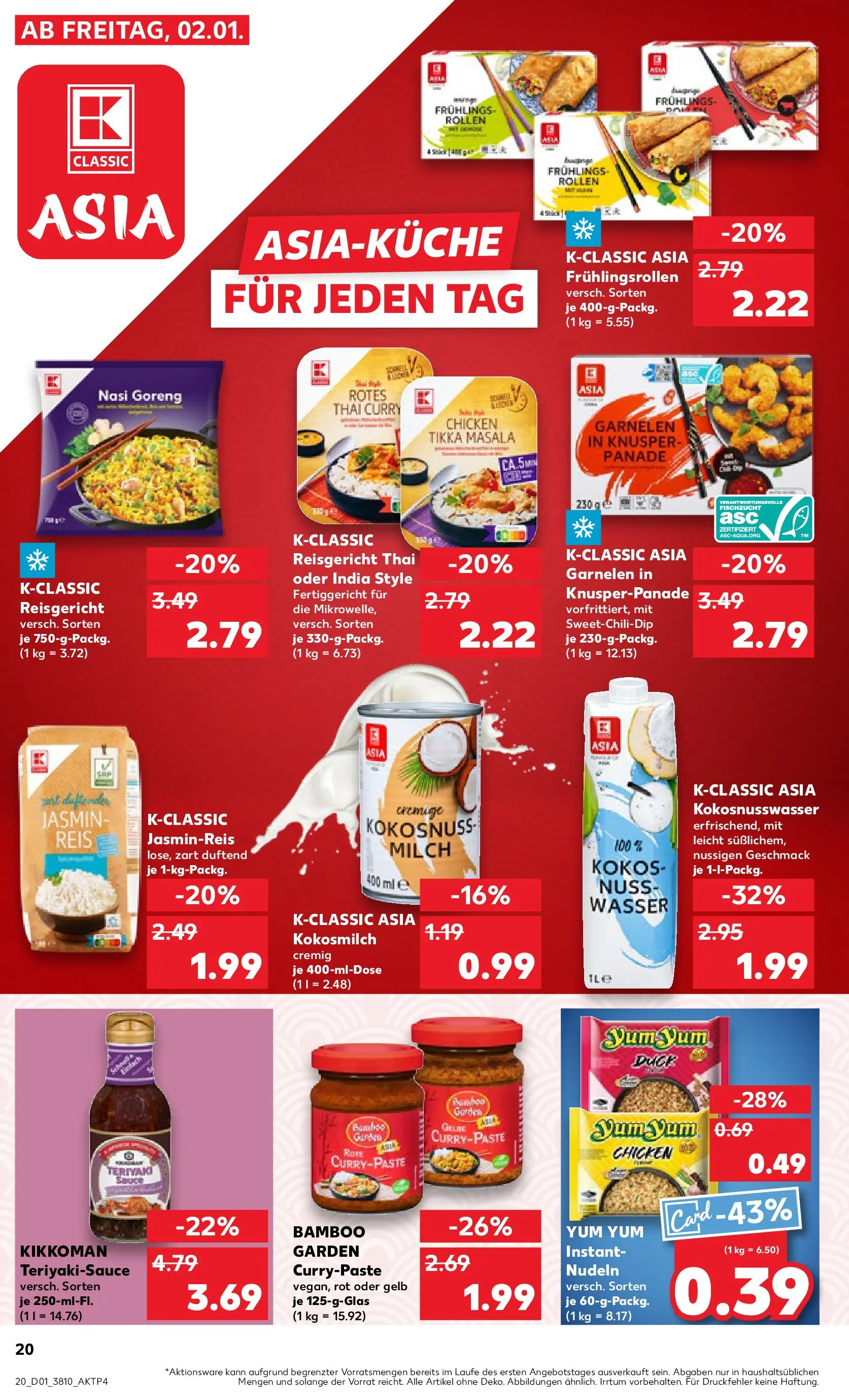 Prospekt Kaufland ab 02.01.2026 » Angebote Online zum Blättern | Seite: 20 | Produkte: Garnelen, Wasser, Reis, Nudeln