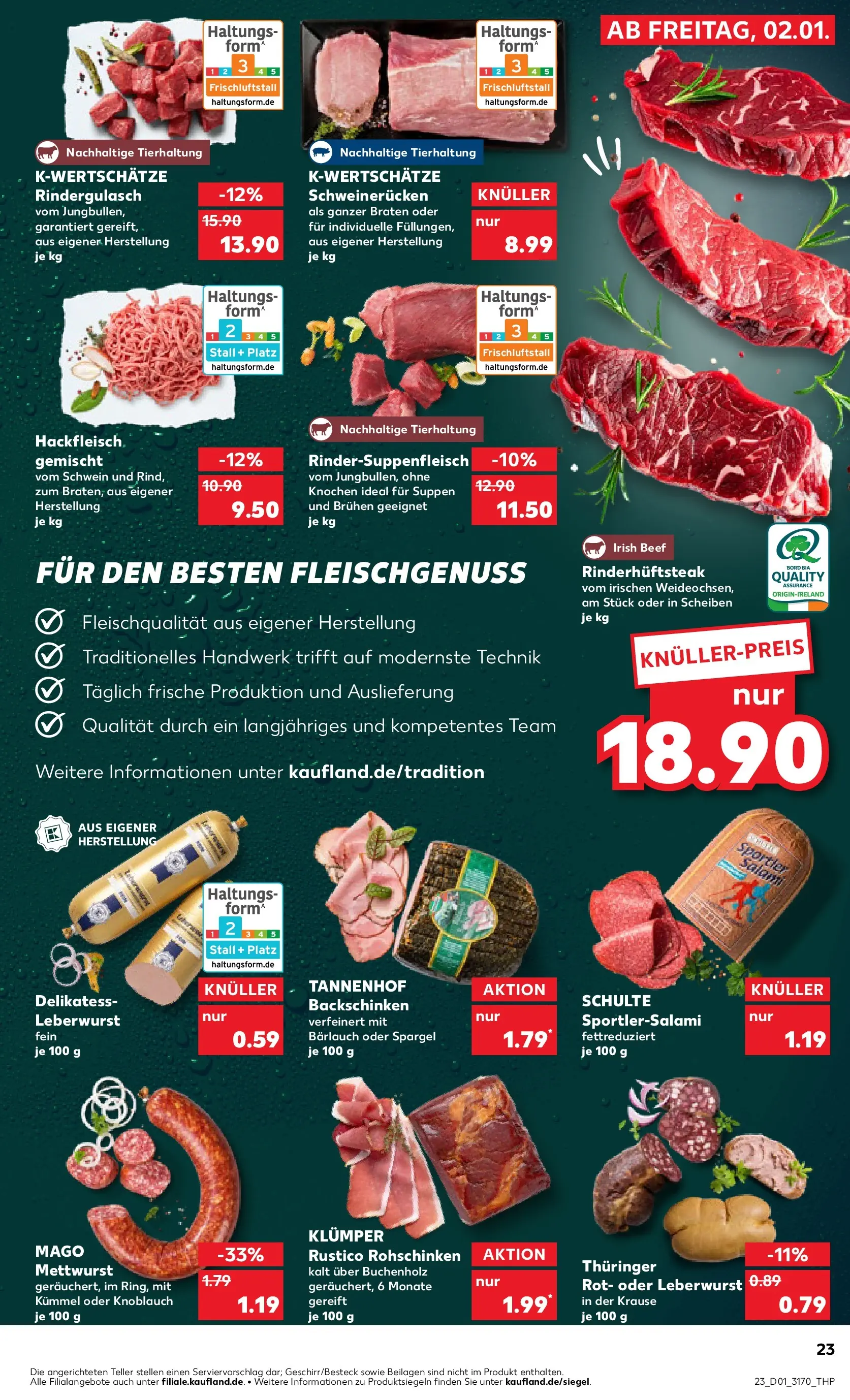 Prospekt Kaufland ab 05.01.2026 » Angebote Online zum Blättern | Seite: 29 | Produkte: Rindergulasch, Salami, Steak, Hackfleisch