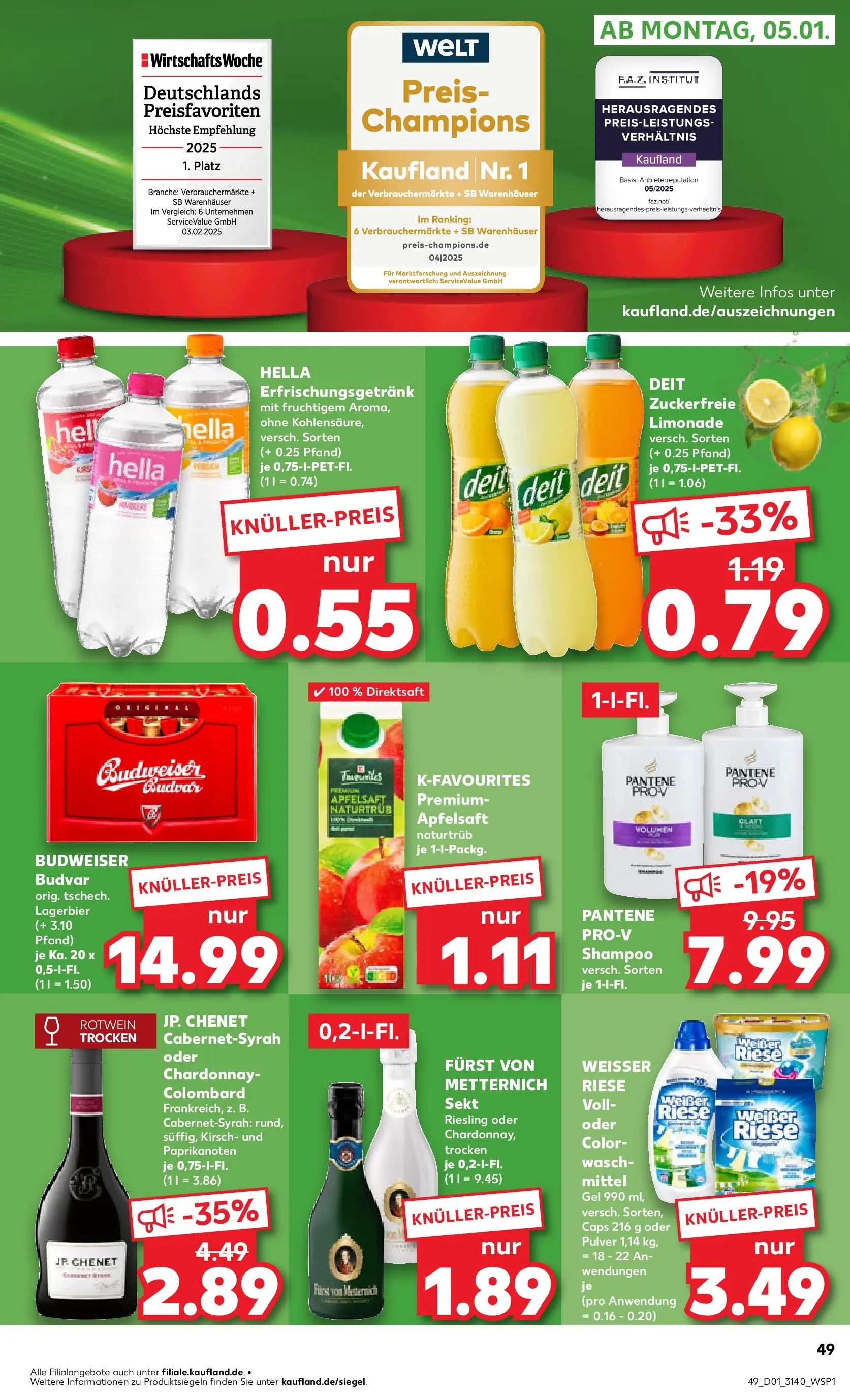 Prospekt Kaufland ab 02.01.2026 » Angebote Online zum Blättern | Seite: 49 | Produkte: Furst von metternich, Rotwein, Shampoo, Apple