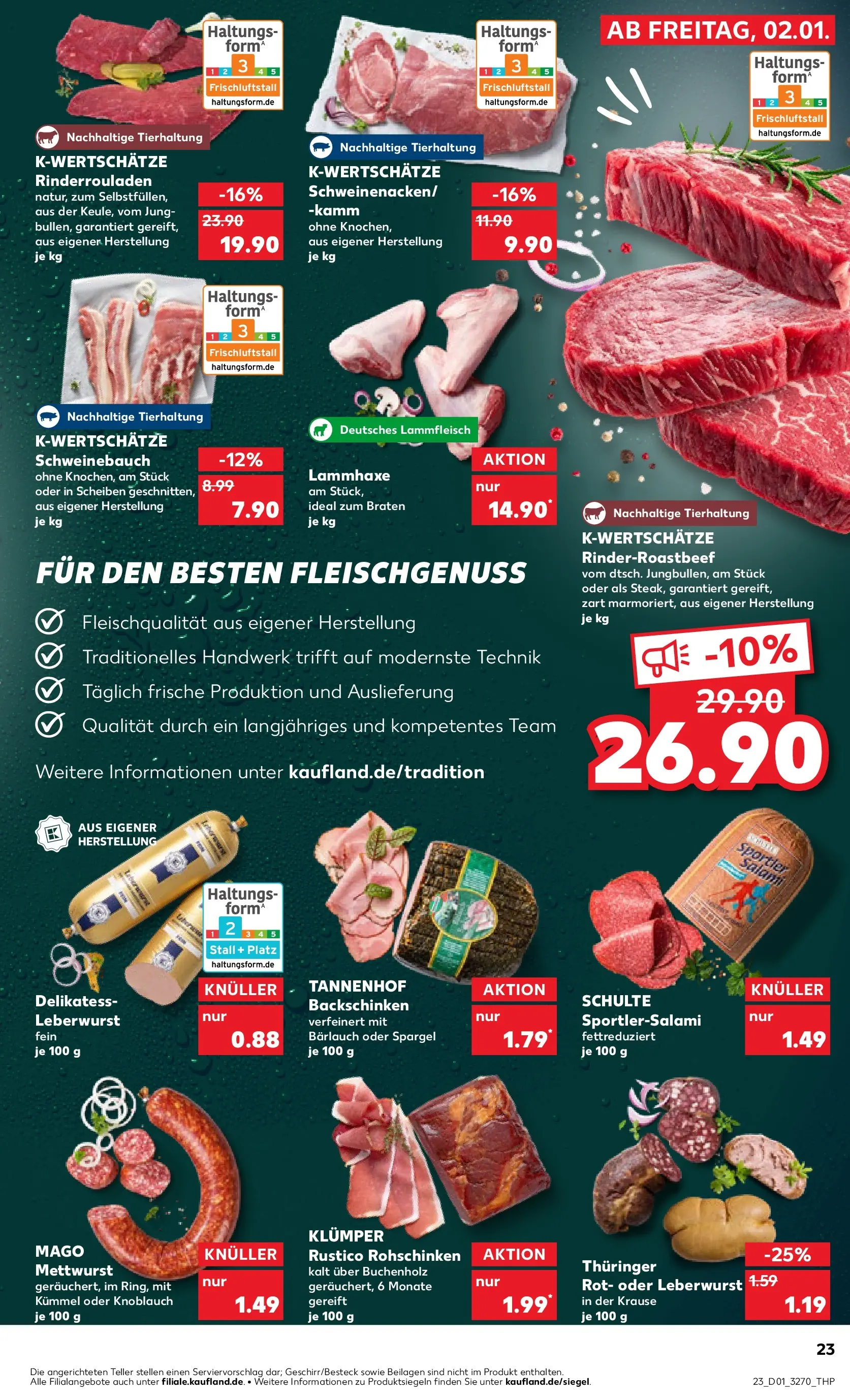 Prospekt Kaufland ab 01.01.2026 » Angebote Online zum Blättern | Seite: 23 | Produkte: Schweinebauch, Spargel, Knoblauch, Salami