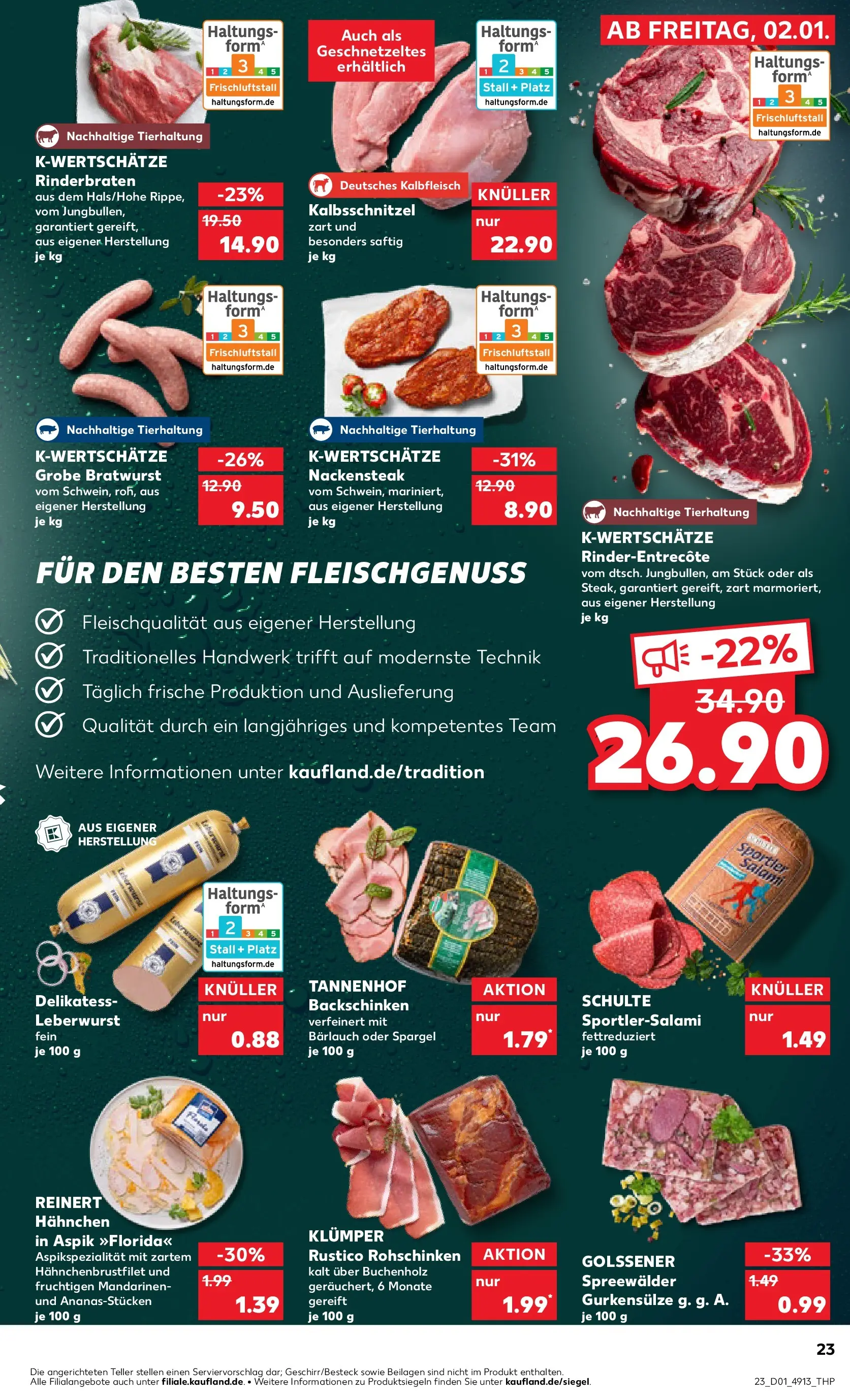 Prospekt Kaufland ab 01.01.2026 » Angebote Online zum Blättern | Seite: 23 | Produkte: Rinderbraten, Hahnchen, Spargel, Salami