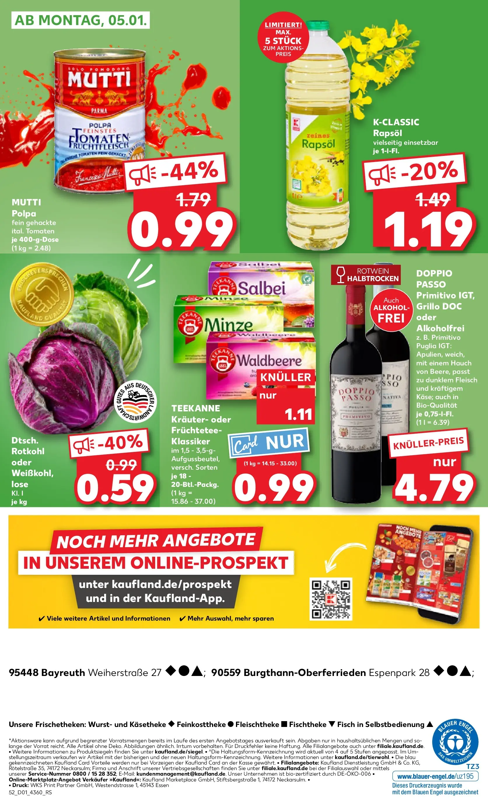 Prospekt Kaufland ab 02.01.2026 » Angebote Online zum Blättern | Seite: 52 | Produkte: Rapsöl, Tomaten, Wurst, Fleisch