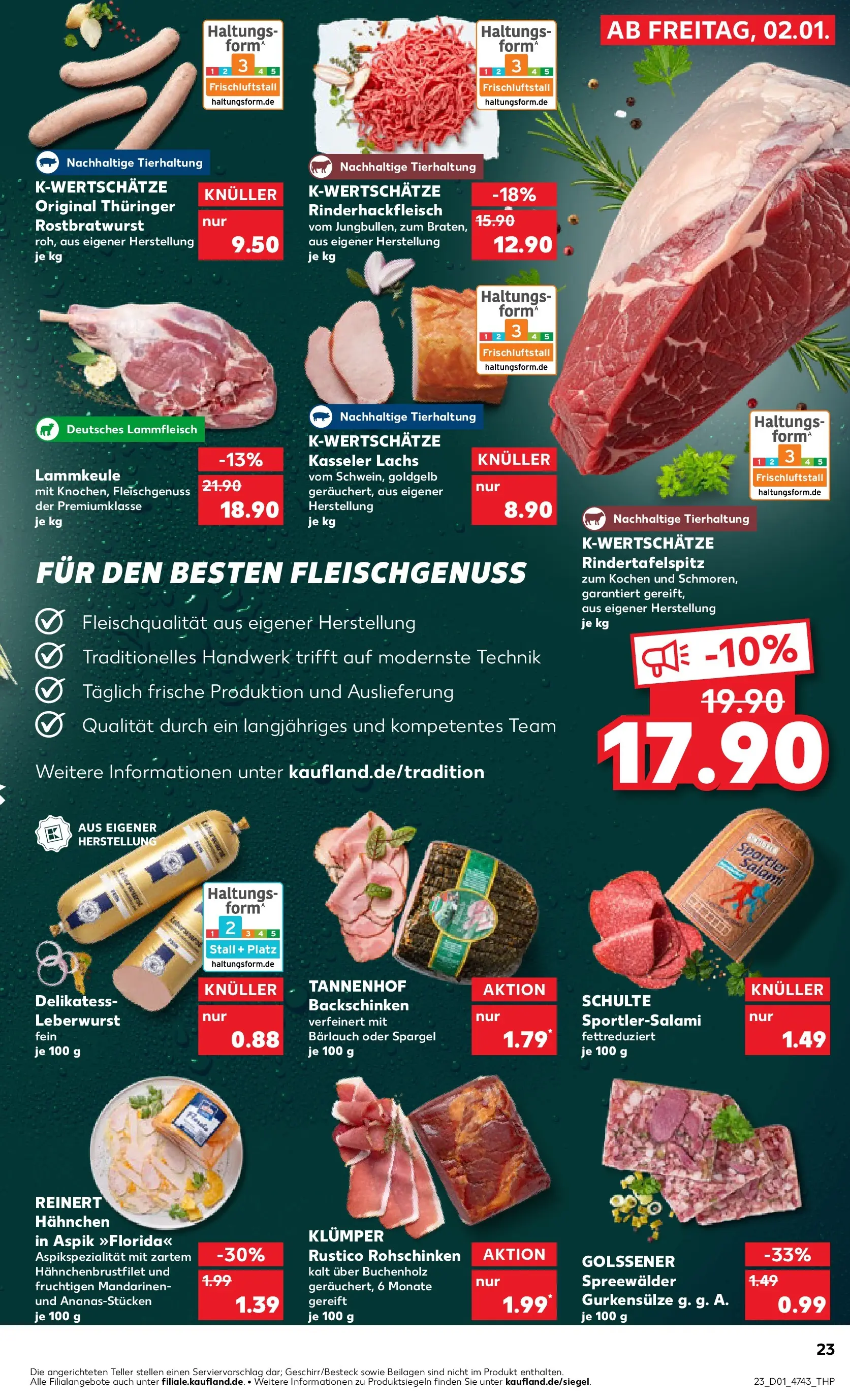 Prospekt Kaufland ab 01.01.2026 » Angebote Online zum Blättern | Seite: 23 | Produkte: Lammkeule, Mandarinen, Spargel, Lachs