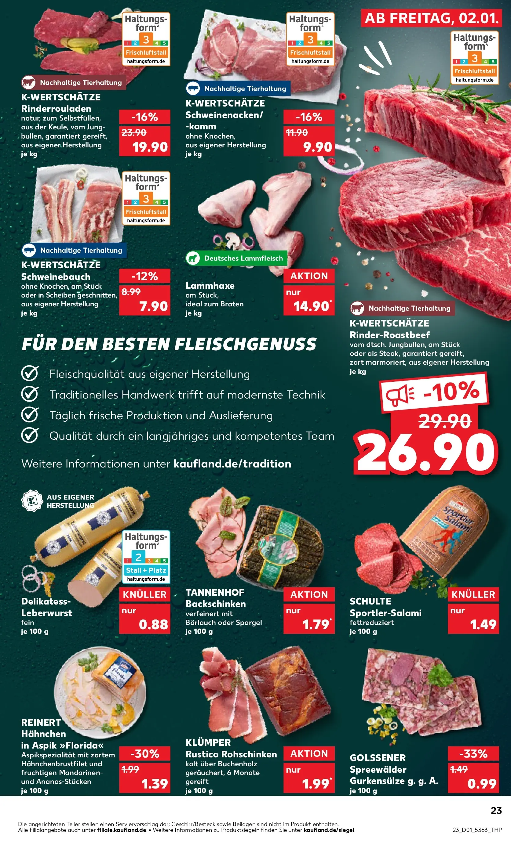 Prospekt Kaufland ab 01.01.2026 » Angebote Online zum Blättern | Seite: 23 | Produkte: Schweinebauch, Mandarinen, Spargel, Salami