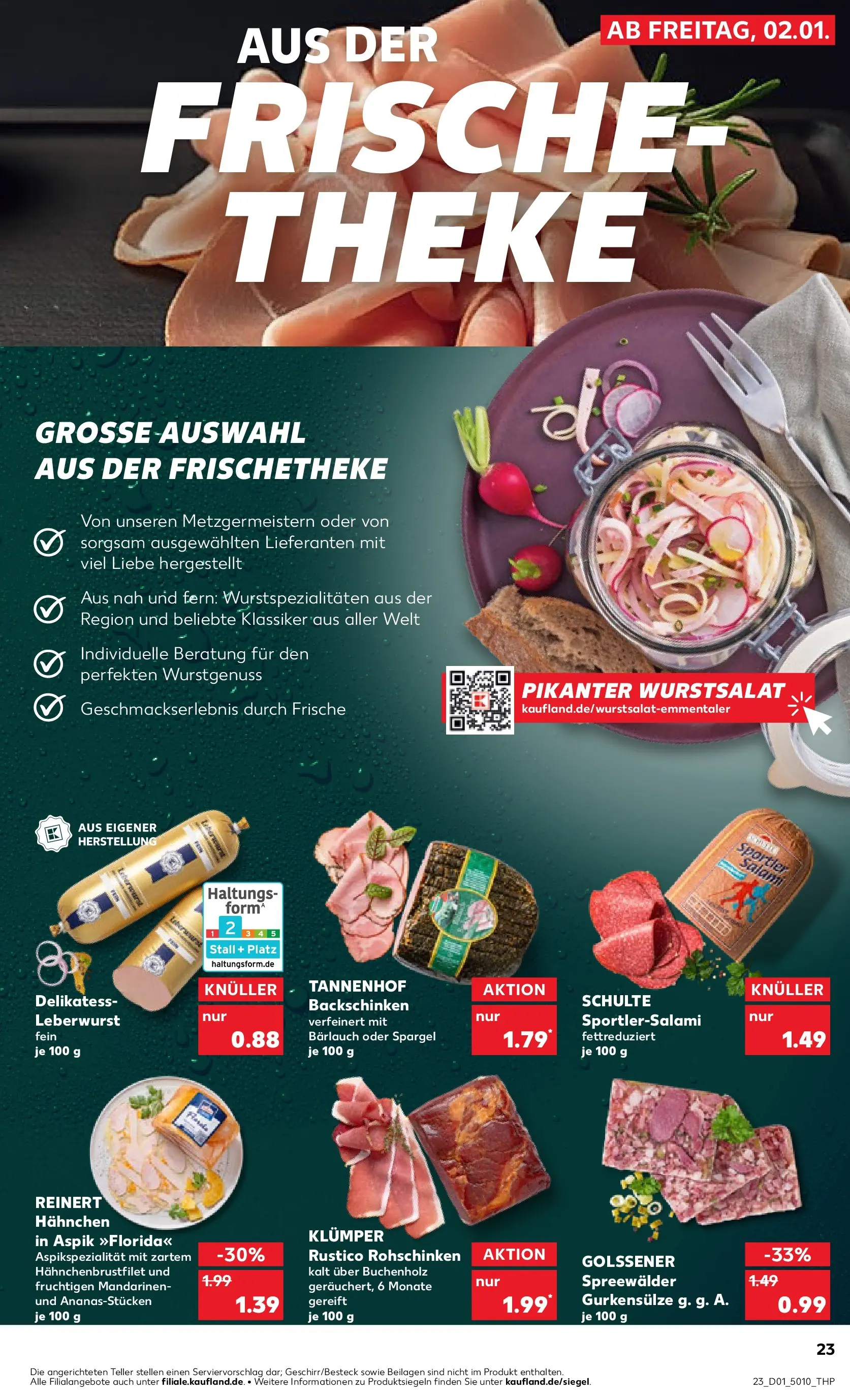 Prospekt Kaufland ab 02.01.2026 » Angebote Online zum Blättern | Seite: 23 | Produkte: Hahnchen, Theke, Mandarinen, Salami