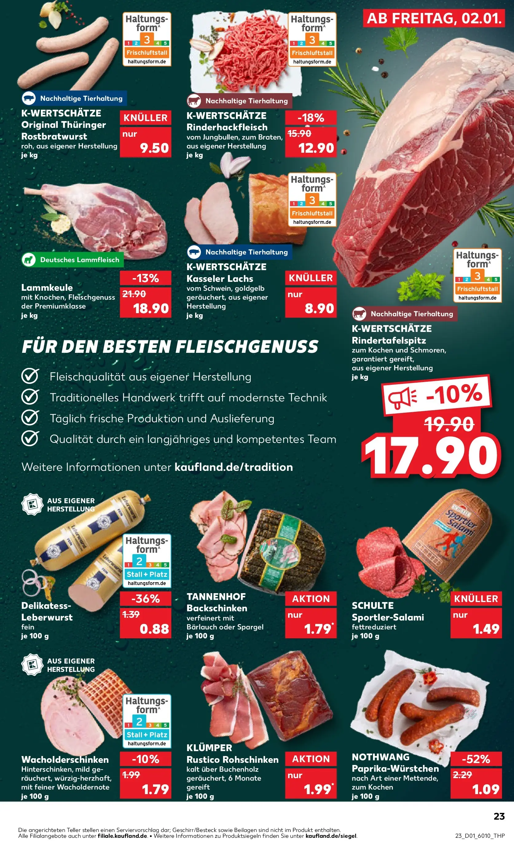 Prospekt Kaufland ab 02.01.2026 » Angebote Online zum Blättern | Seite: 23 | Produkte: Lammkeule, Spargel, Paprika, Salami