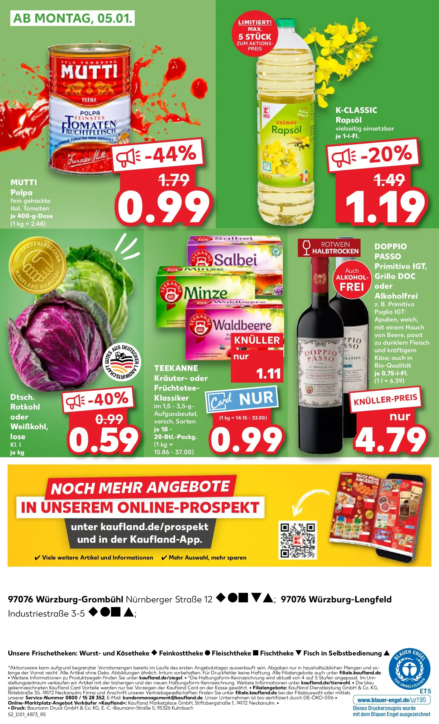 Prospekt Kaufland ab 02.01.2026 » Angebote Online zum Blättern | Seite: 52 | Produkte: Rotwein, Tomaten, Teekanne, Fleisch
