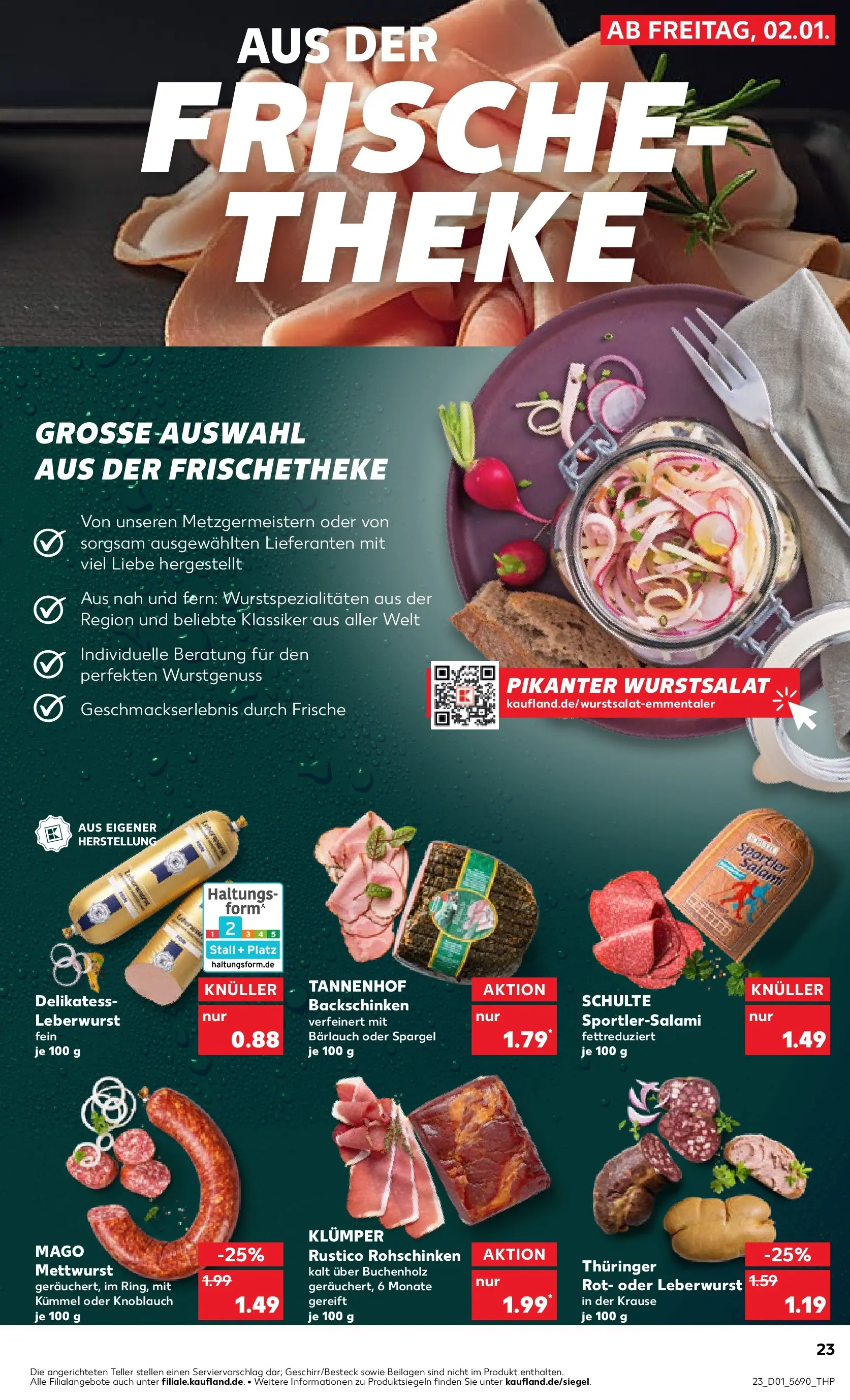Prospekt Kaufland ab 02.01.2026 » Angebote Online zum Blättern | Seite: 23 | Produkte: Theke, Spargel, Knoblauch, Salami