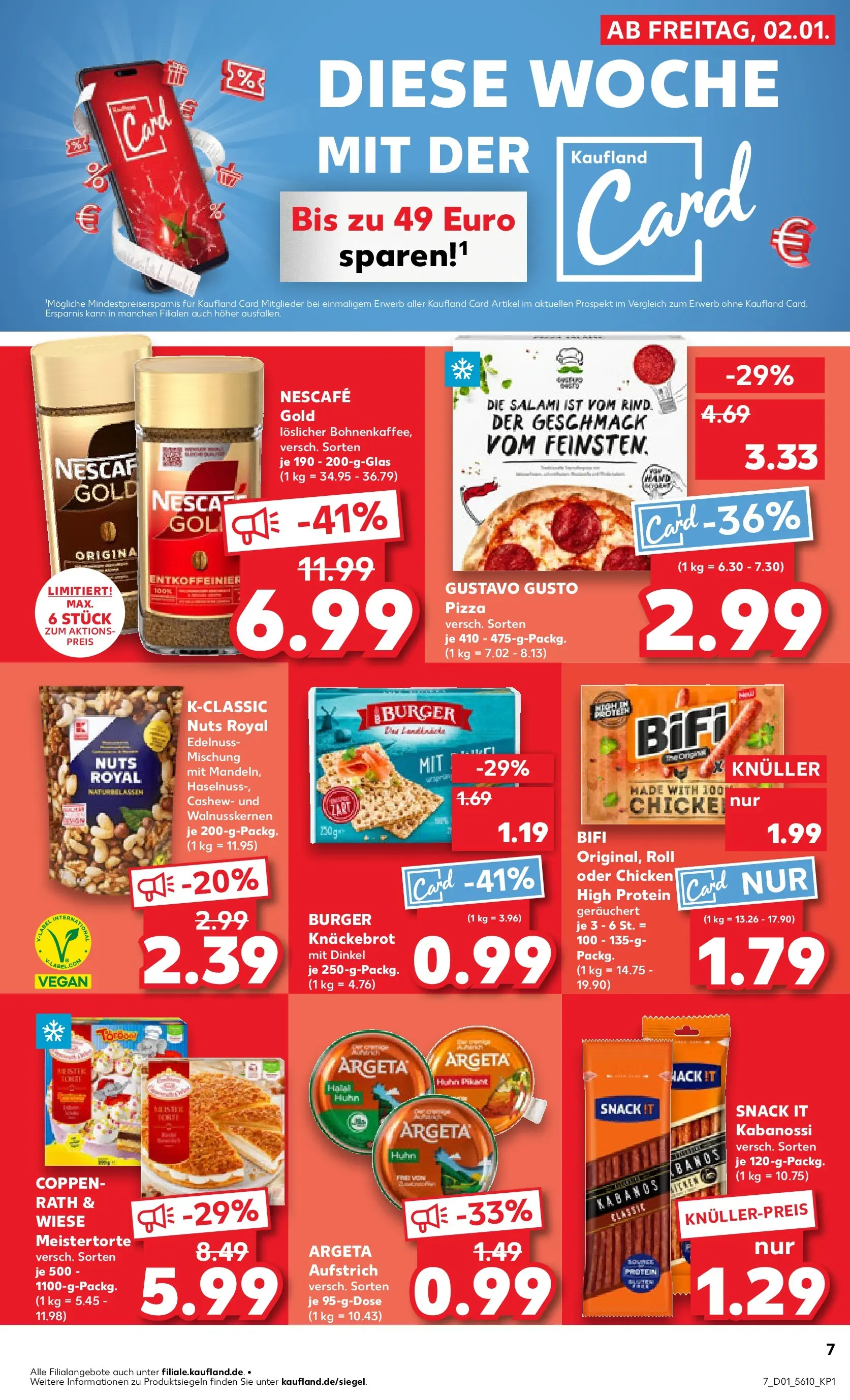 Prospekt Kaufland ab 02.01.2026 » Angebote Online zum Blättern | Seite: 7 | Produkte: Gustavo gusto, Nescafe, Burger, Pizza