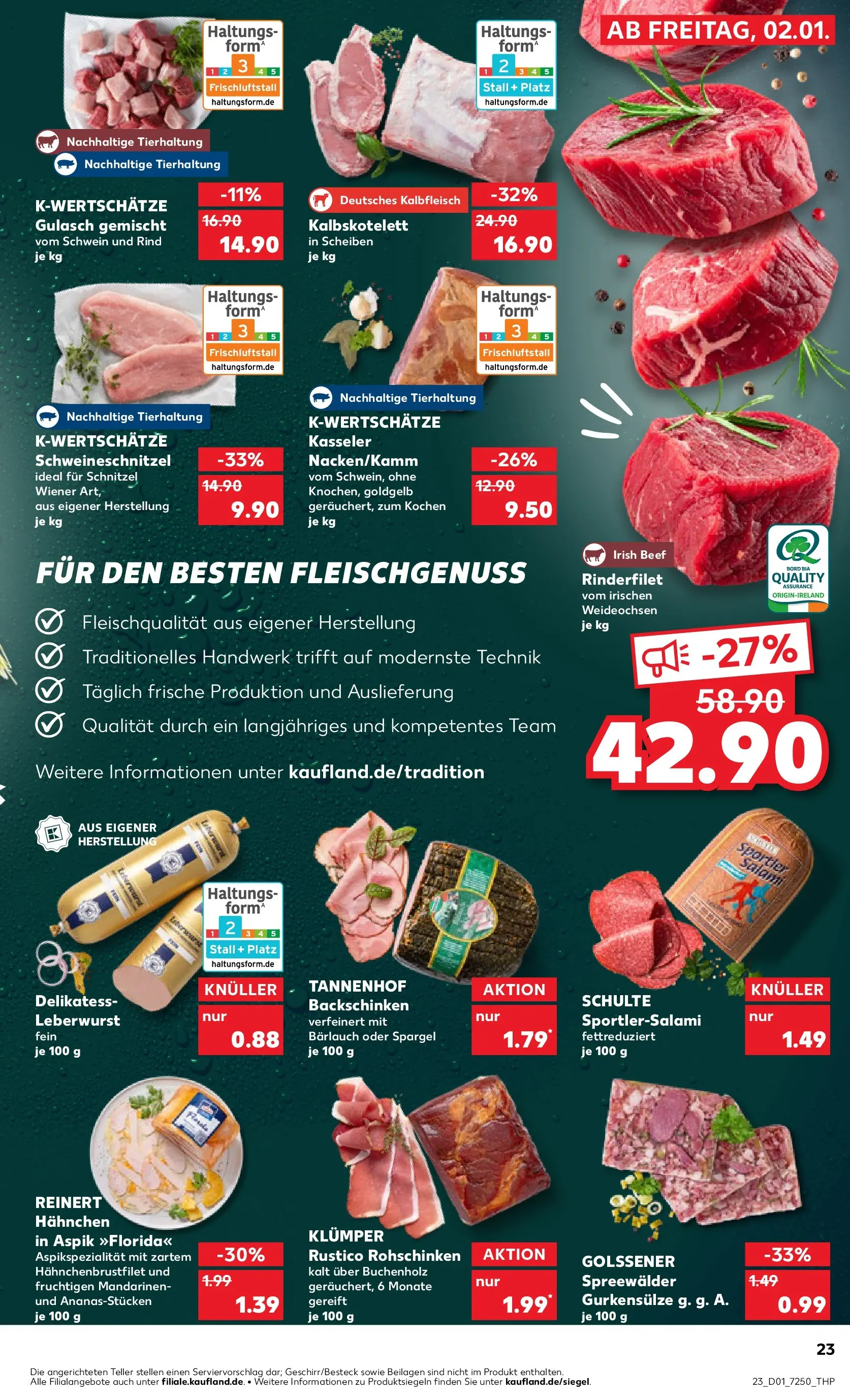 Prospekt Kaufland ab 01.01.2026 » Angebote Online zum Blättern | Seite: 23 | Produkte: Rinderfilet, Mandarinen, Spargel, Salami