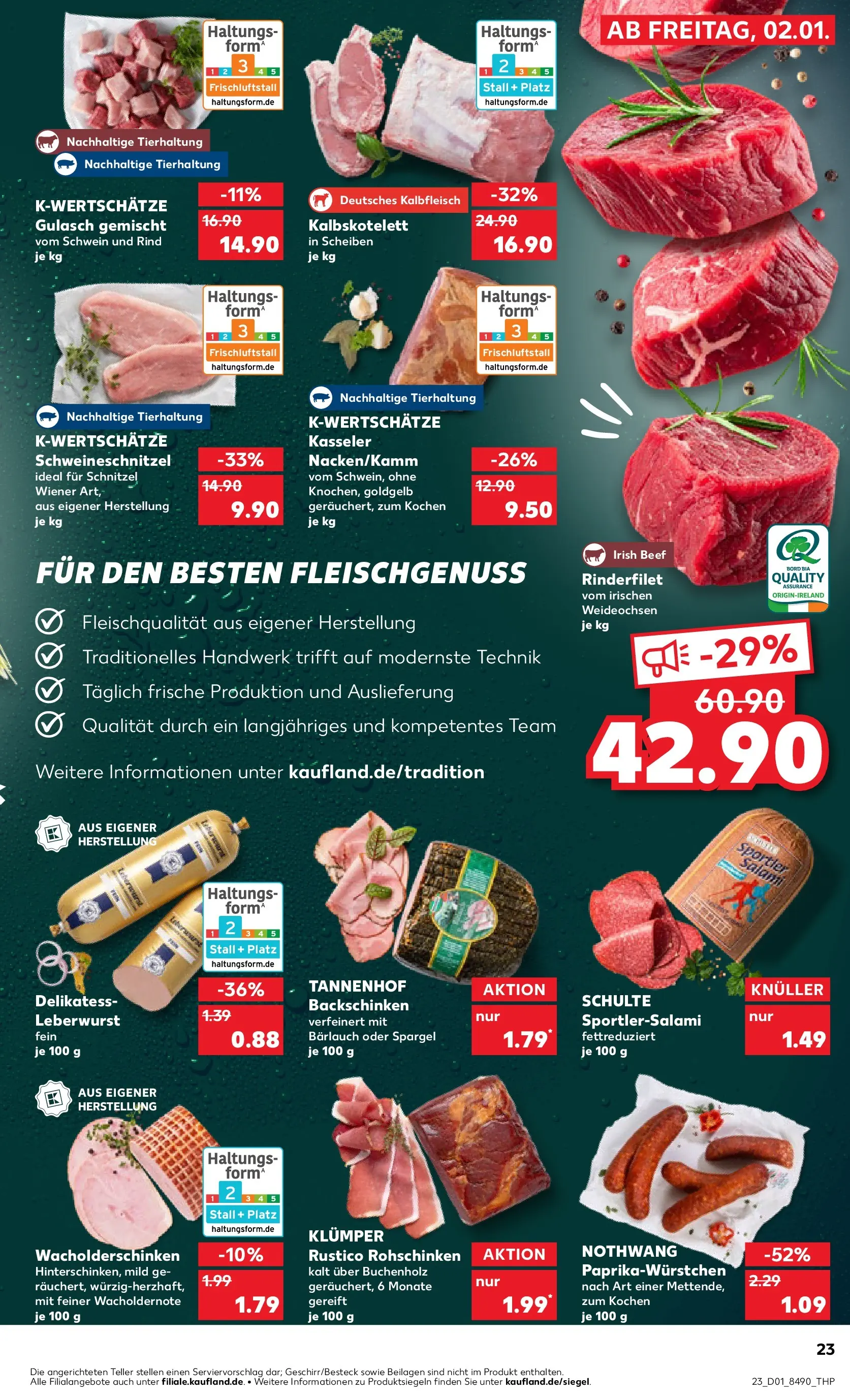 Prospekt Kaufland ab 02.01.2026 » Angebote Online zum Blättern | Seite: 23 | Produkte: Rinderfilet, Spargel, Schnitzel, Salami