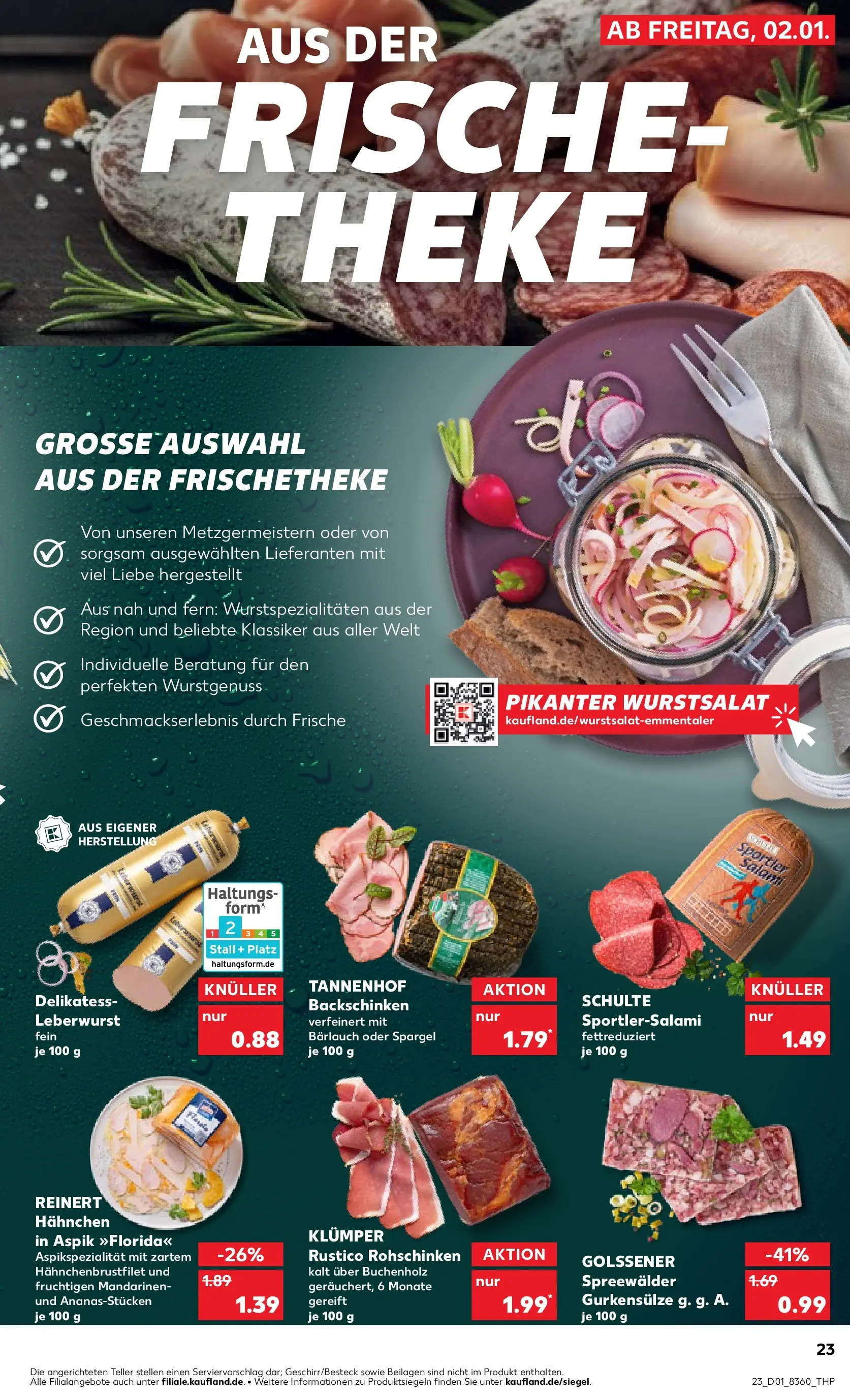 Prospekt Kaufland ab 01.01.2026 » Angebote Online zum Blättern | Seite: 23 | Produkte: Hahnchen, Mandarinen, Spargel, Salami