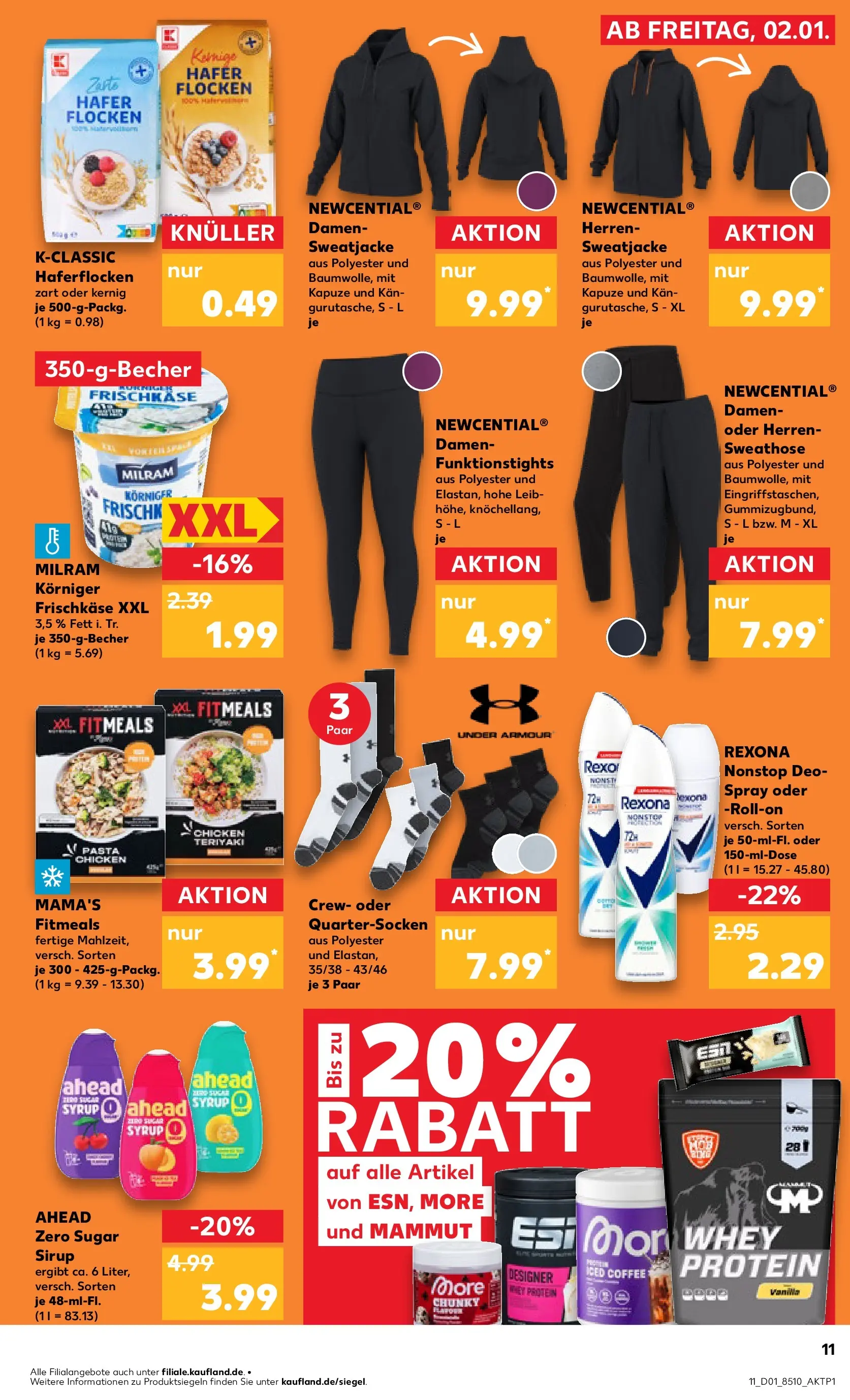 Prospekt Kaufland ab 02.01.2026 » Angebote Online zum Blättern | Seite: 11 | Produkte: Sweatjacke, Milram, Leggings, Flocken