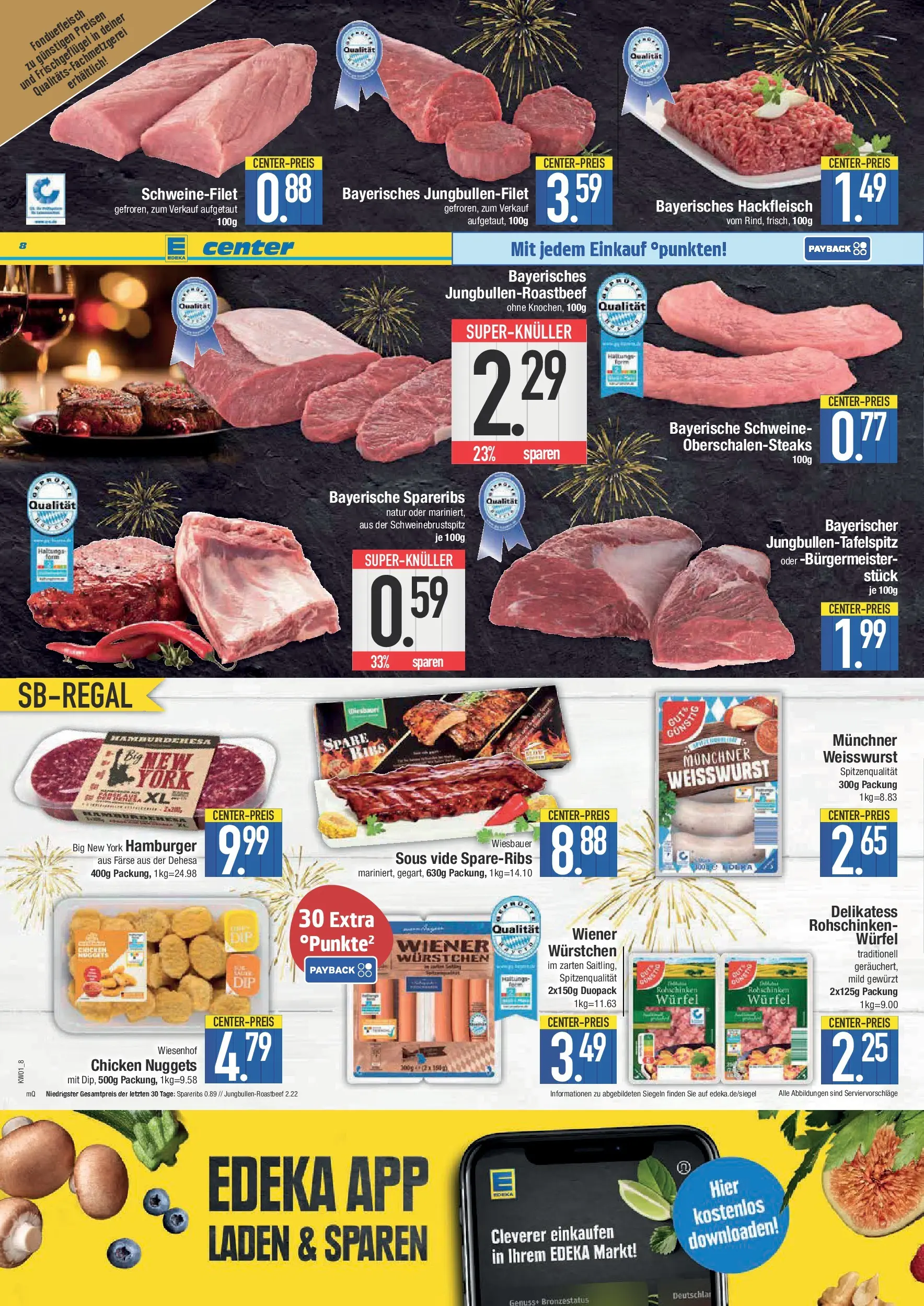 Edeka prospekt Neustadt	 (ab 28.12.2025) » Angebote Online | Seite: 8 | Produkte: Wiener wurstchen, Weißwurst, Schweinefilet, Hackfleisch