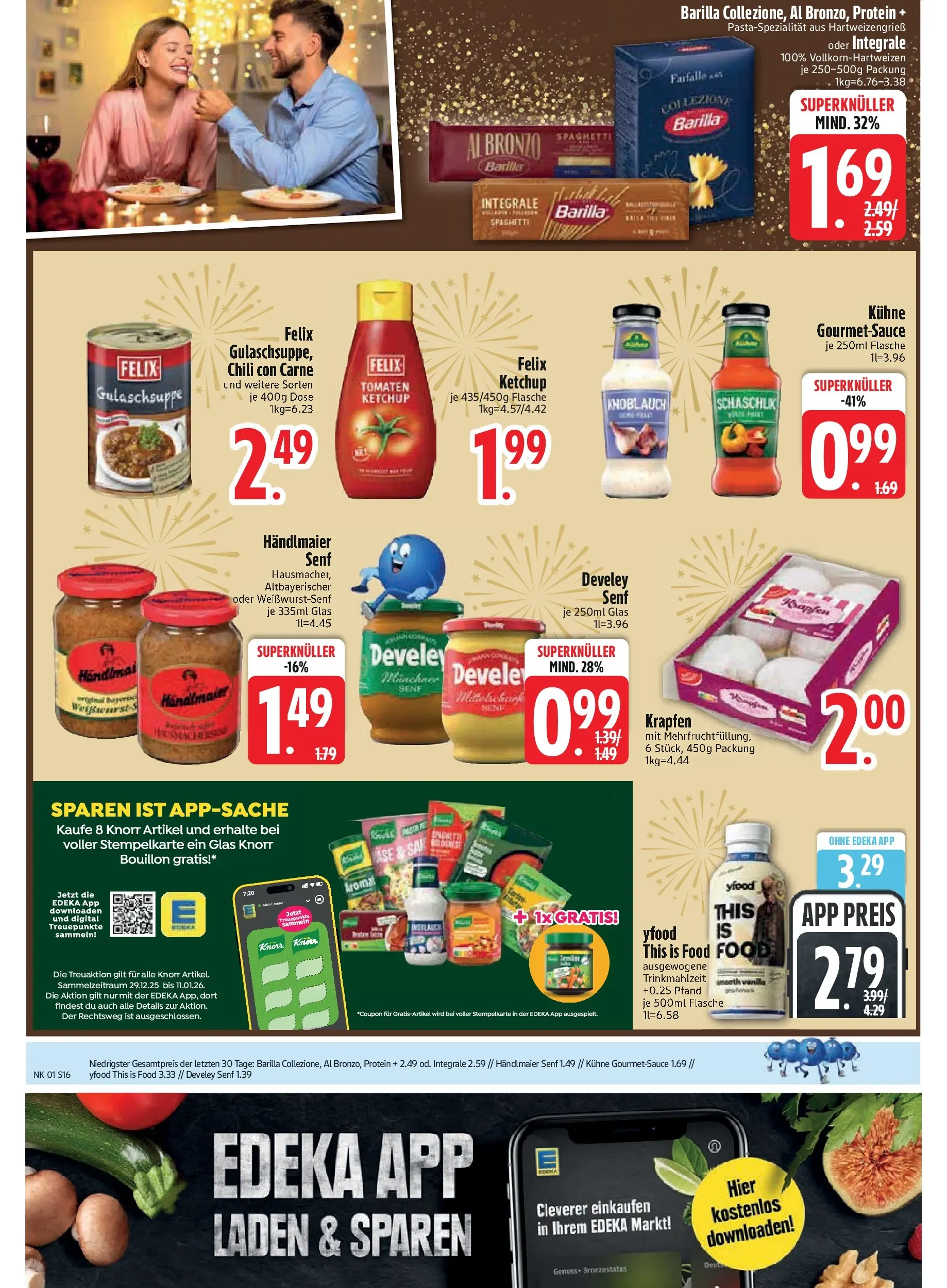 Edeka prospekt Regensburg	 (ab 28.12.2025) » Angebote Online | Seite: 18 | Produkte: Barilla, Donuts, YFood, Knoblauch