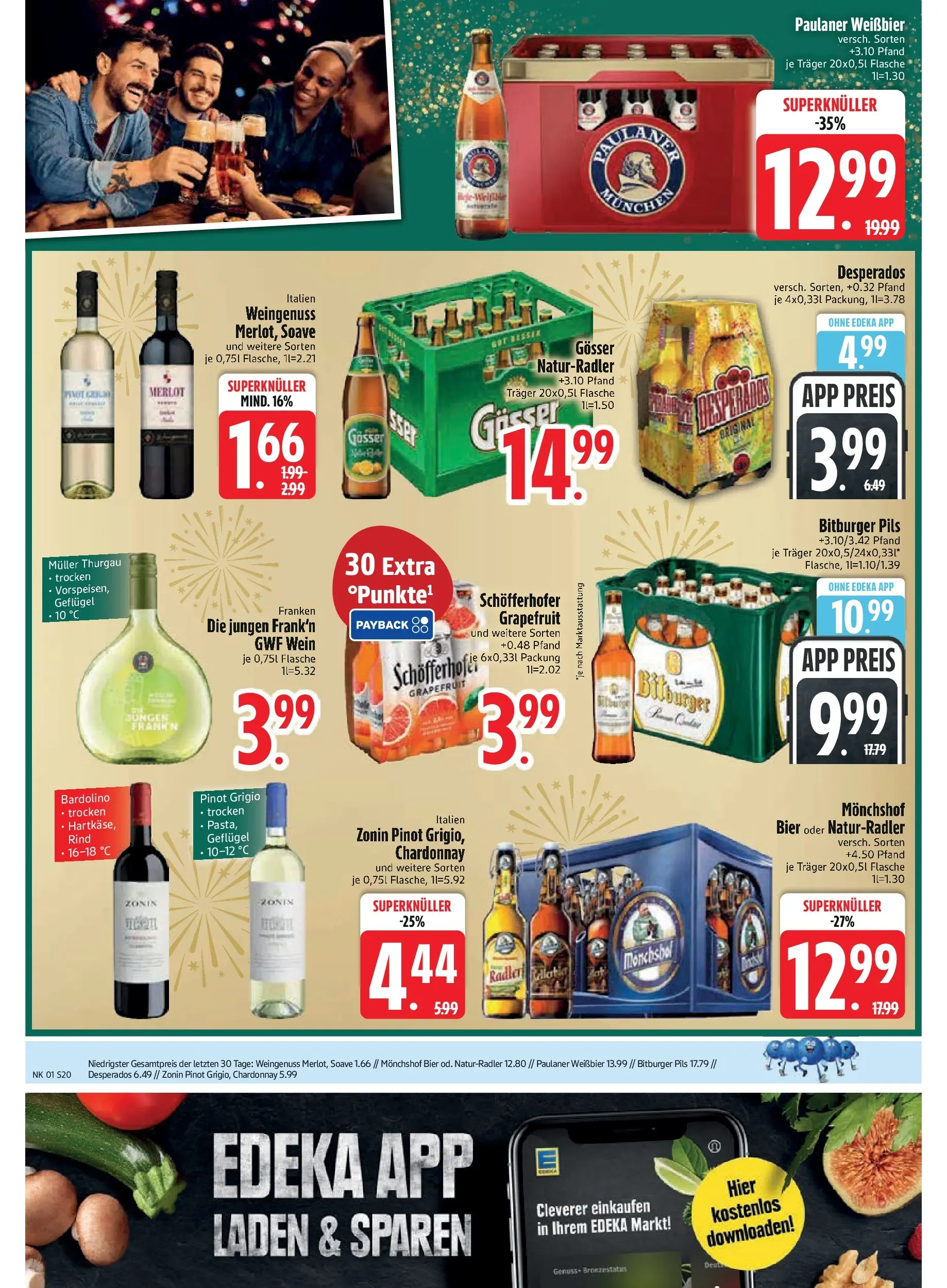Edeka prospekt Regensburg	 (ab 28.12.2025) » Angebote Online | Seite: 22 | Produkte: Monchshof, Bier, Weißbier, Wein