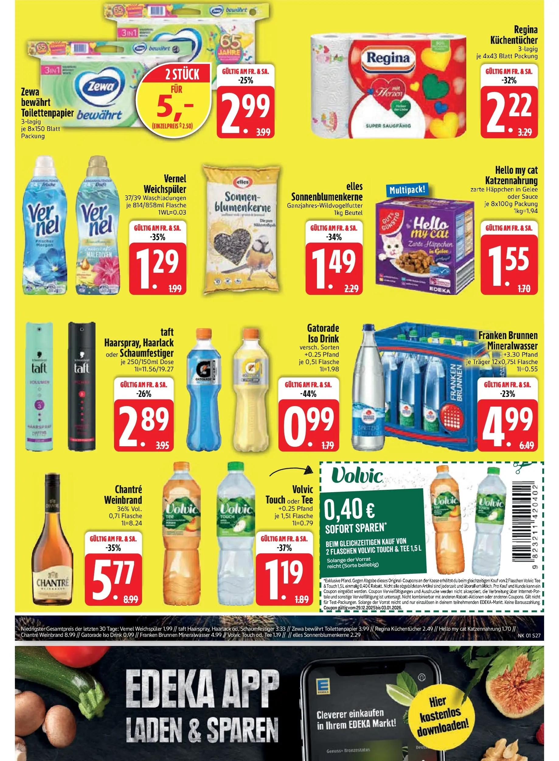 Edeka prospekt Regensburg	 (ab 28.12.2025) » Angebote Online | Seite: 29 | Produkte: Zewa, Mineralwasser, Tee, Vernel