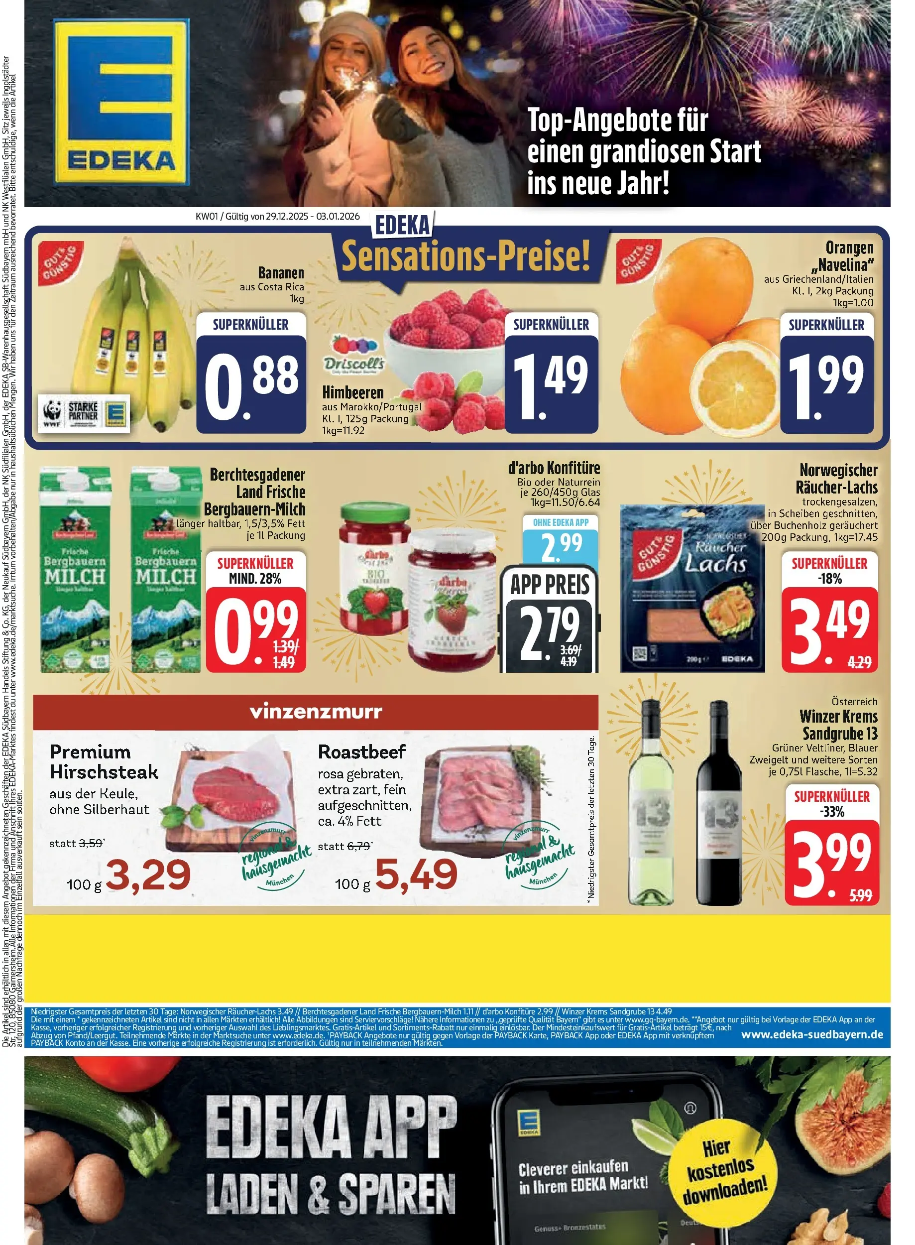Edeka prospekt München	 (ab 28.12.2025) » Angebote Online | Seite: 3 | Produkte: Himbeeren, Roastbeef, Lachs, Steak