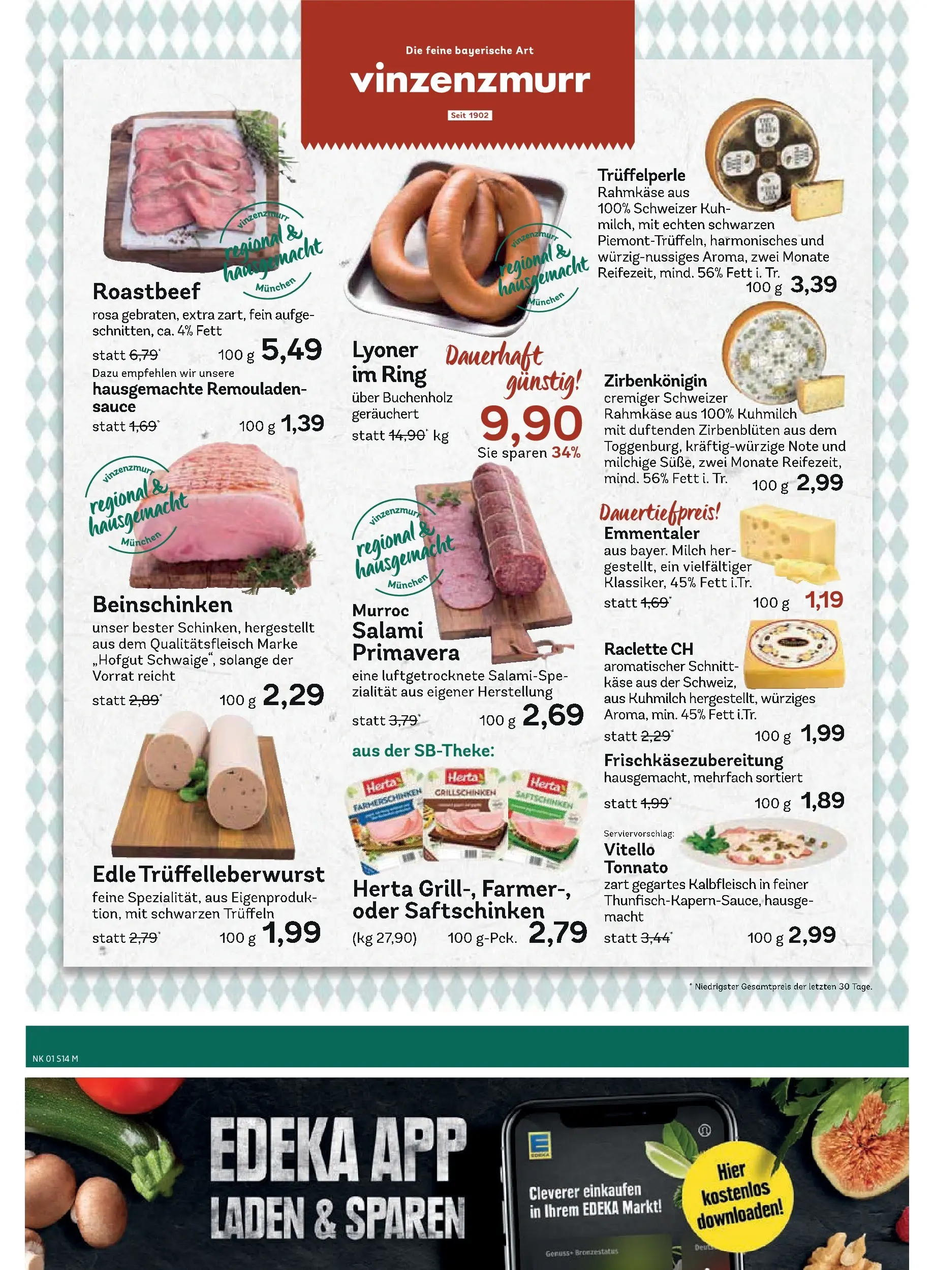 Edeka prospekt München	 (ab 28.12.2025) » Angebote Online | Seite: 16 | Produkte: Milch, Käse, Salami, Raclette