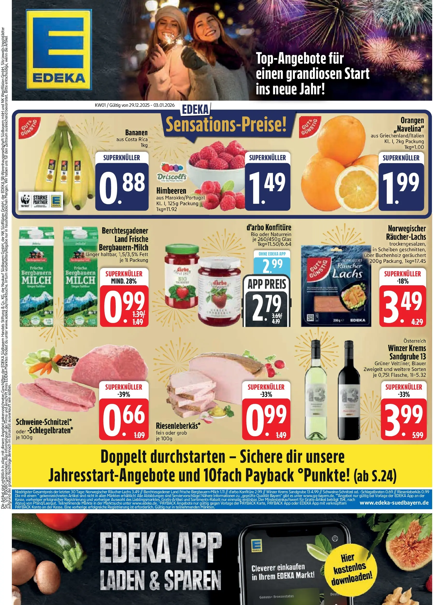 Edeka prospekt Garching	 (ab 28.12.2025) » Angebote Online | Seite: 3 | Produkte: Himbeeren, Bananen, Lachs, Räucherlachs