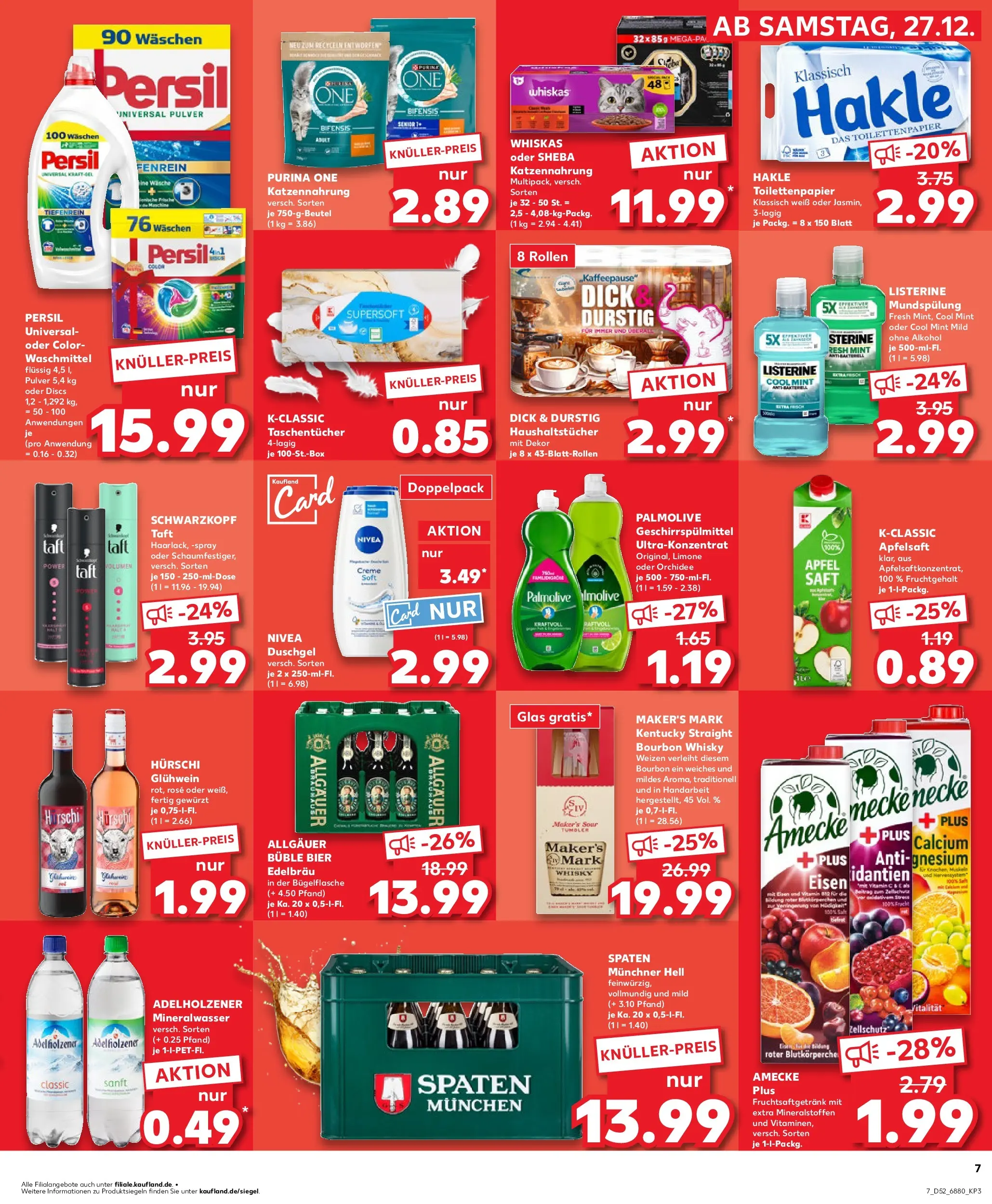 Prospekt Kaufland ab 27.12.2025 » Angebote Online zum Blättern | Seite: 7 | Produkte: Saft, Persil, Whiskas, Listerine