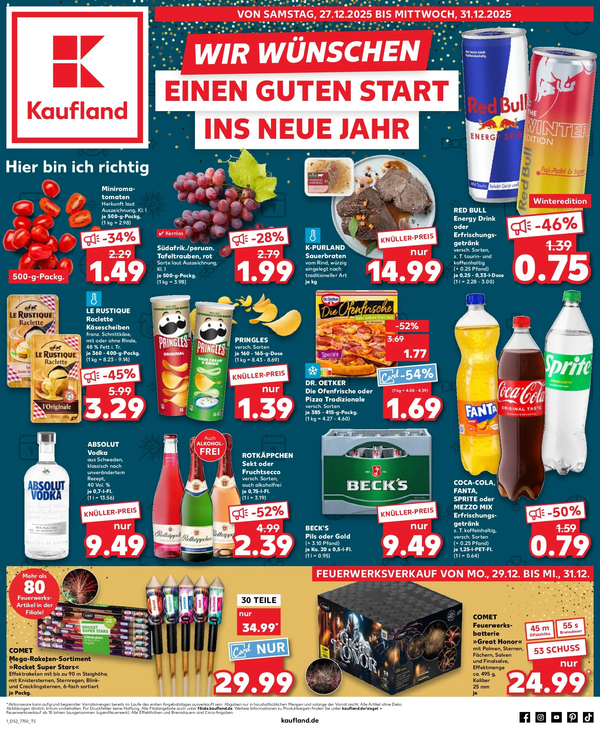 Prospekt Kaufland ab 26.12.2025 » Angebote Online zum Blättern | Seite: 1 | Produkte: Fruchtsecco, Rotkäppchen, Oder mezzo mix, Pringles