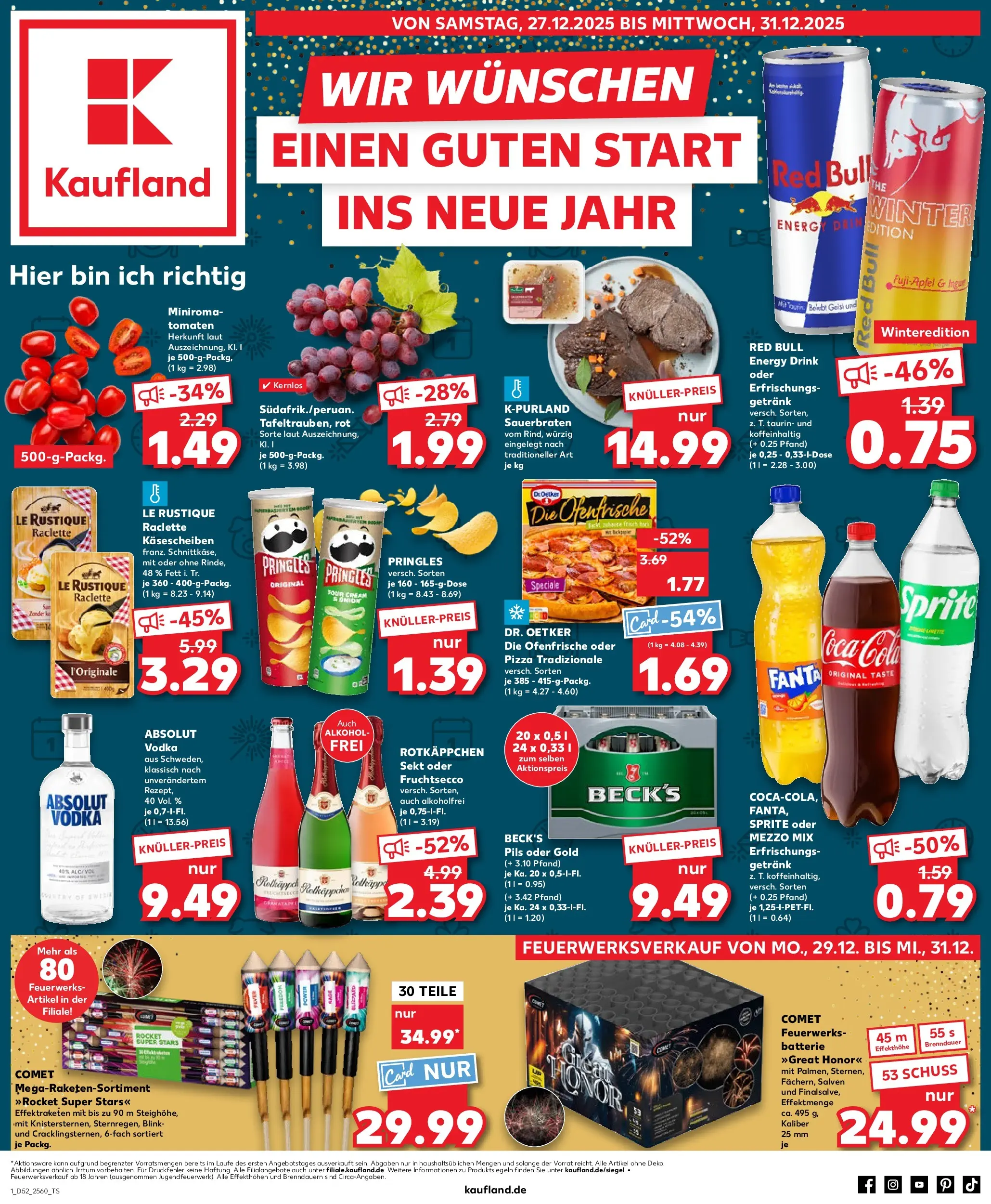Prospekt Kaufland ab 26.12.2025 » Angebote Online zum Blättern | Seite: 1 | Produkte: Rotkäppchen, Oder mezzo mix, Pringles, Raclette