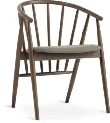 JYSK Кухненски стол LYKSBORG цвят тъмен дъб/тъмен пясък текстил