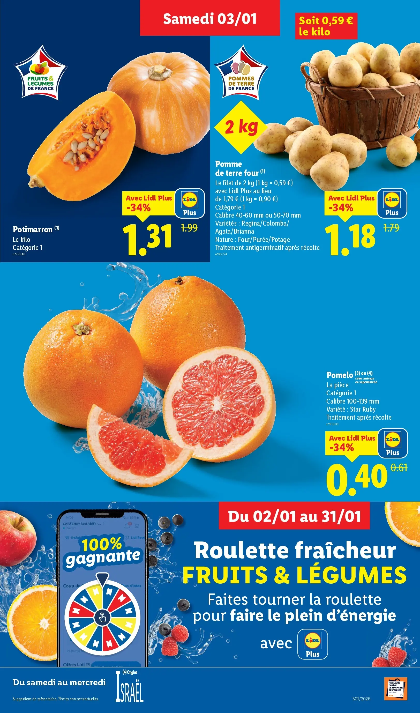 Catalogue LIDL du 02/01/2026 | Promo prospectus en ligne | Page: 3 | Produits: Pomme, Four, Pomme de terre, Pommes