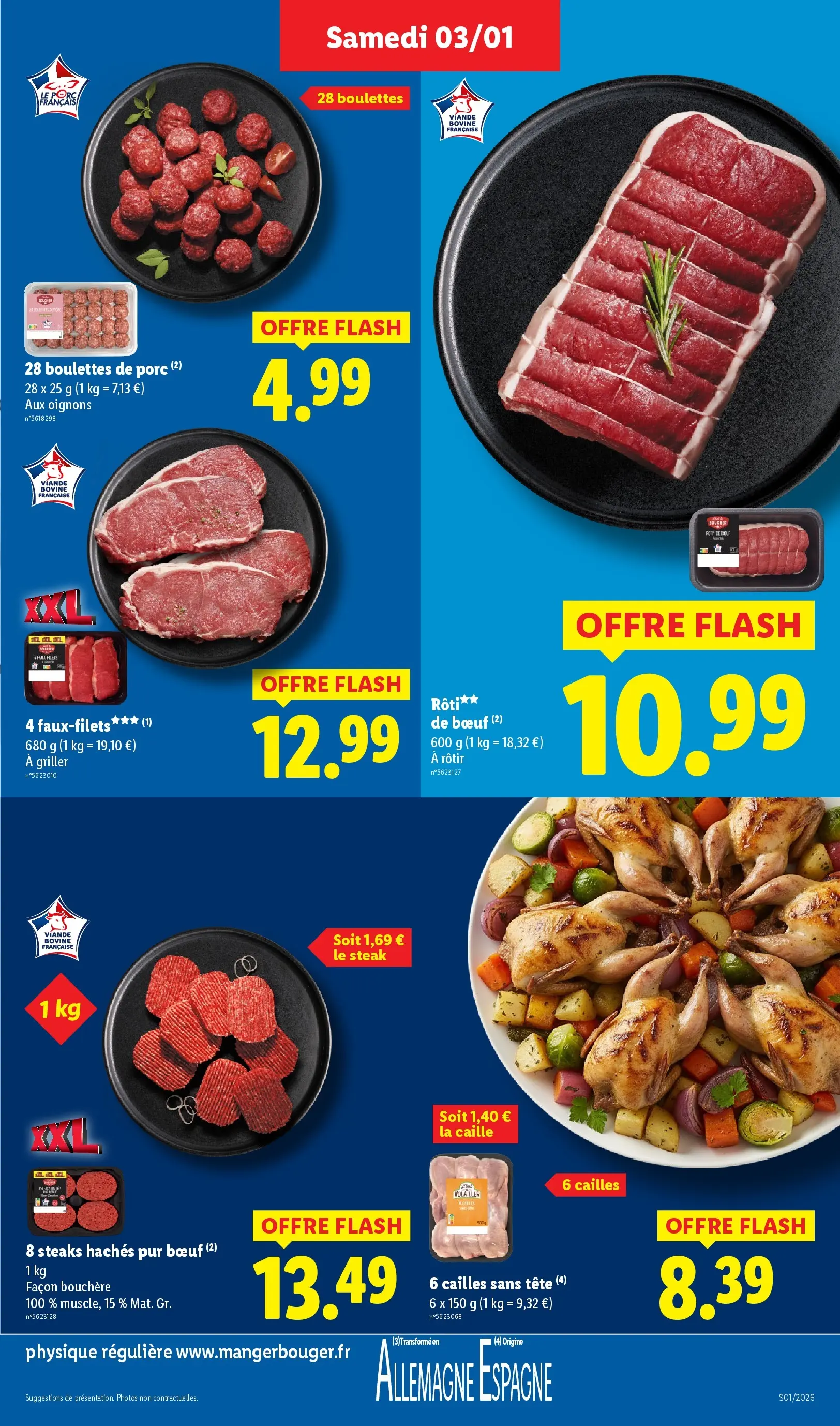 Catalogue LIDL du 02/01/2026 | Promo prospectus en ligne | Page: 7 | Produits: Cailles, Porc, Oignons, Viande bovine