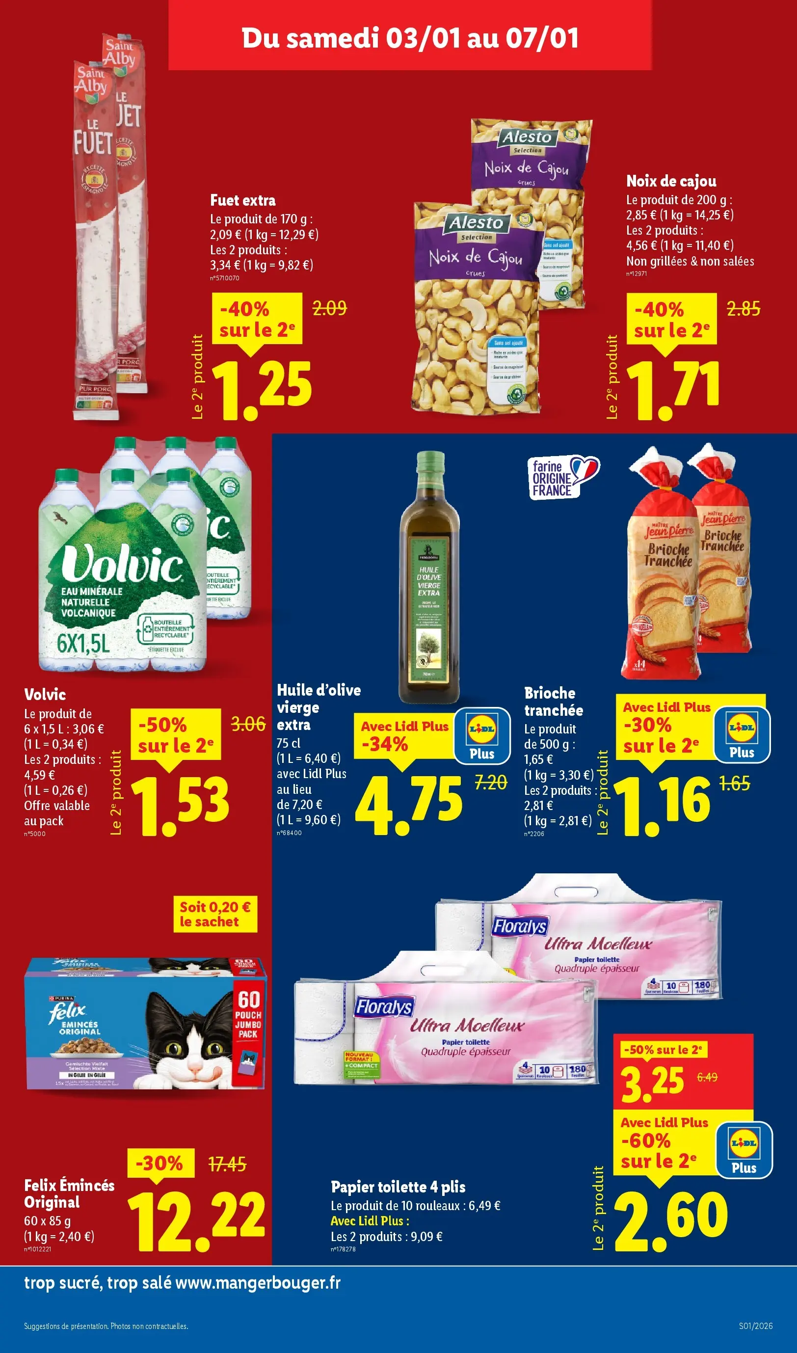 Catalogue LIDL du 02/01/2026 | Promo prospectus en ligne | Page: 15 | Produits: Volvic, Huile D'olive, Papier toilette 4, Porc