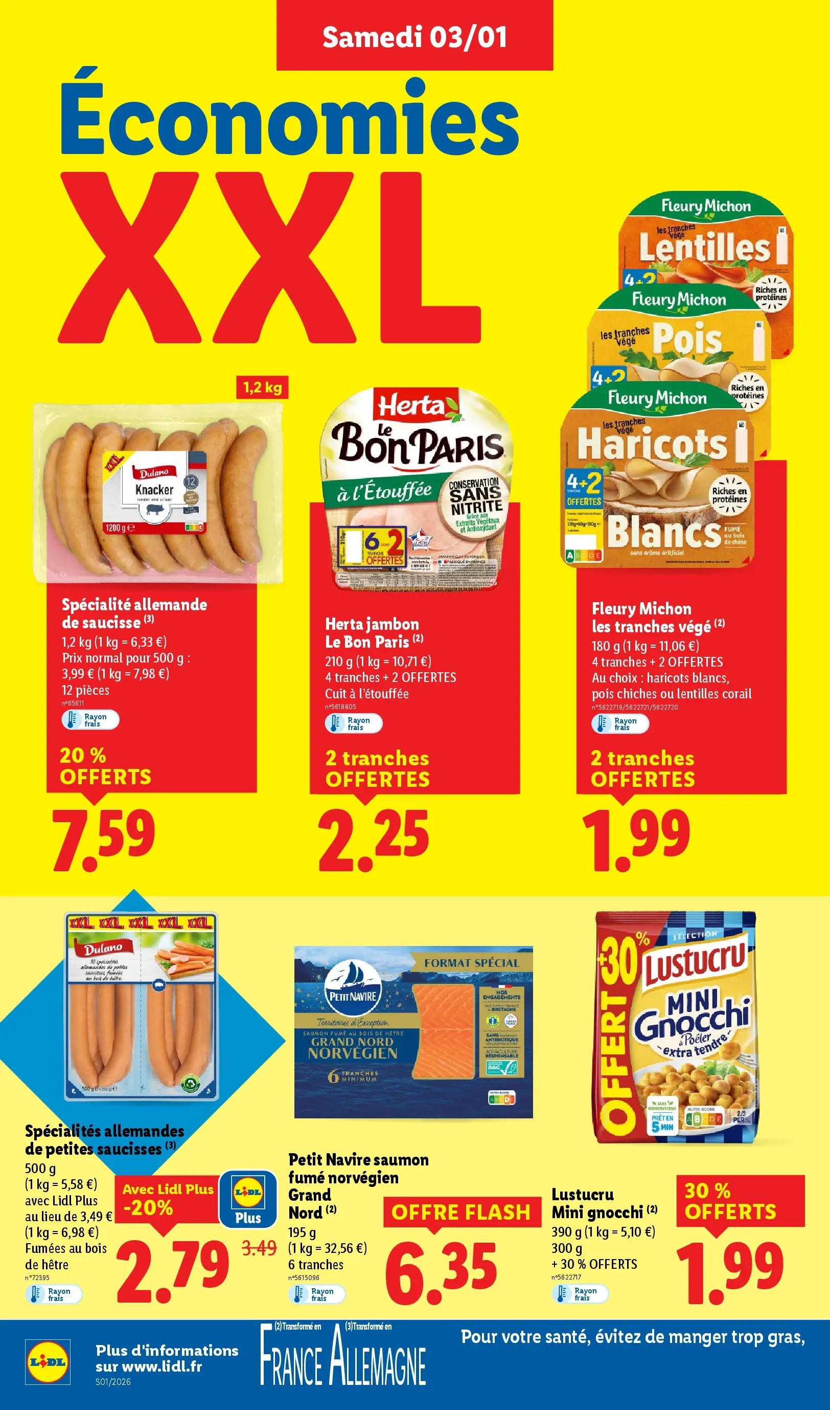 Catalogue LIDL du 02/01/2026 | Promo prospectus en ligne | Page: 16 | Produits: Pois chiches, Pois, Jambon, Saucisse