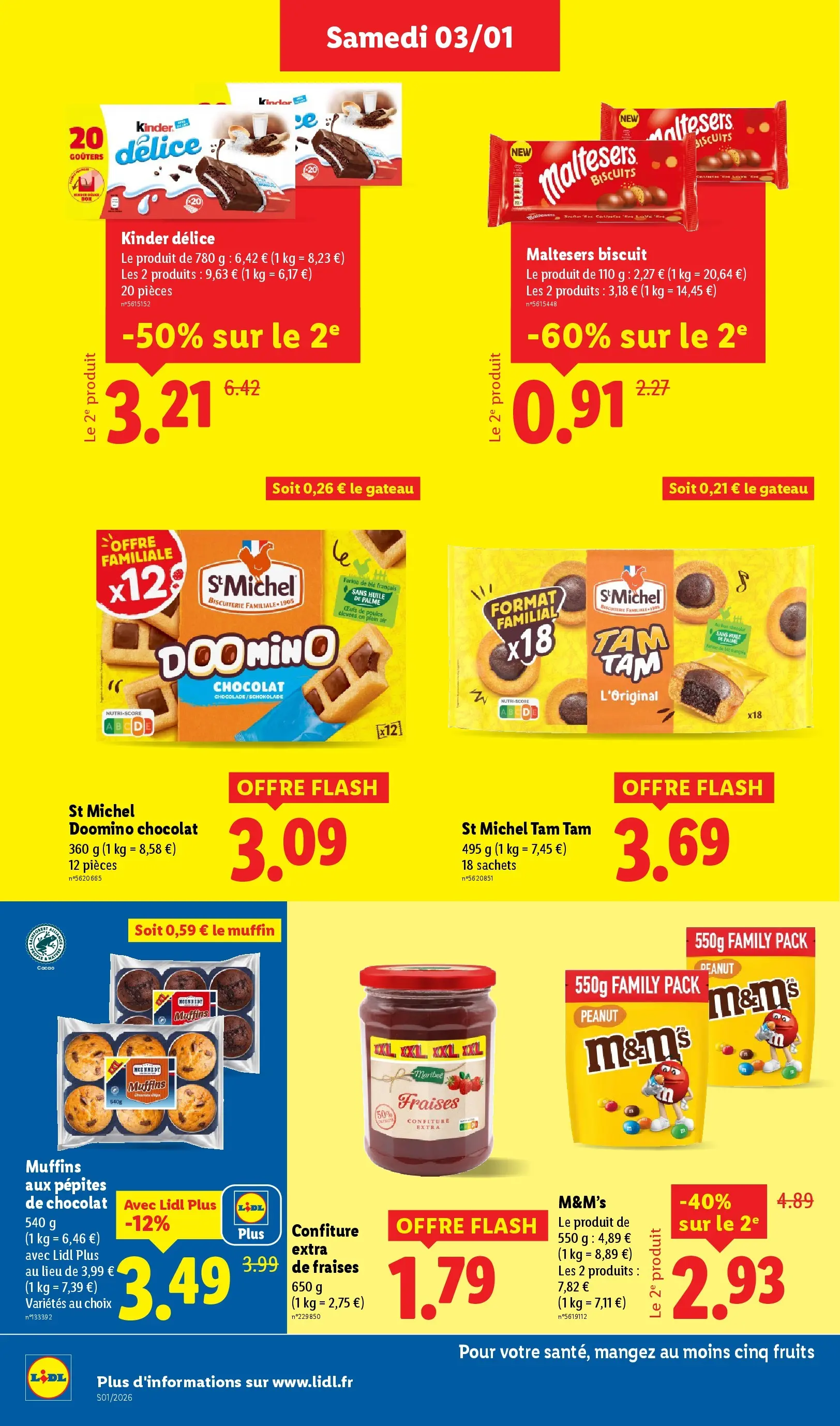 Catalogue LIDL du 02/01/2026 | Promo prospectus en ligne | Page: 20 | Produits: Muffins, Pépites de chocolat, Huile, Fraises