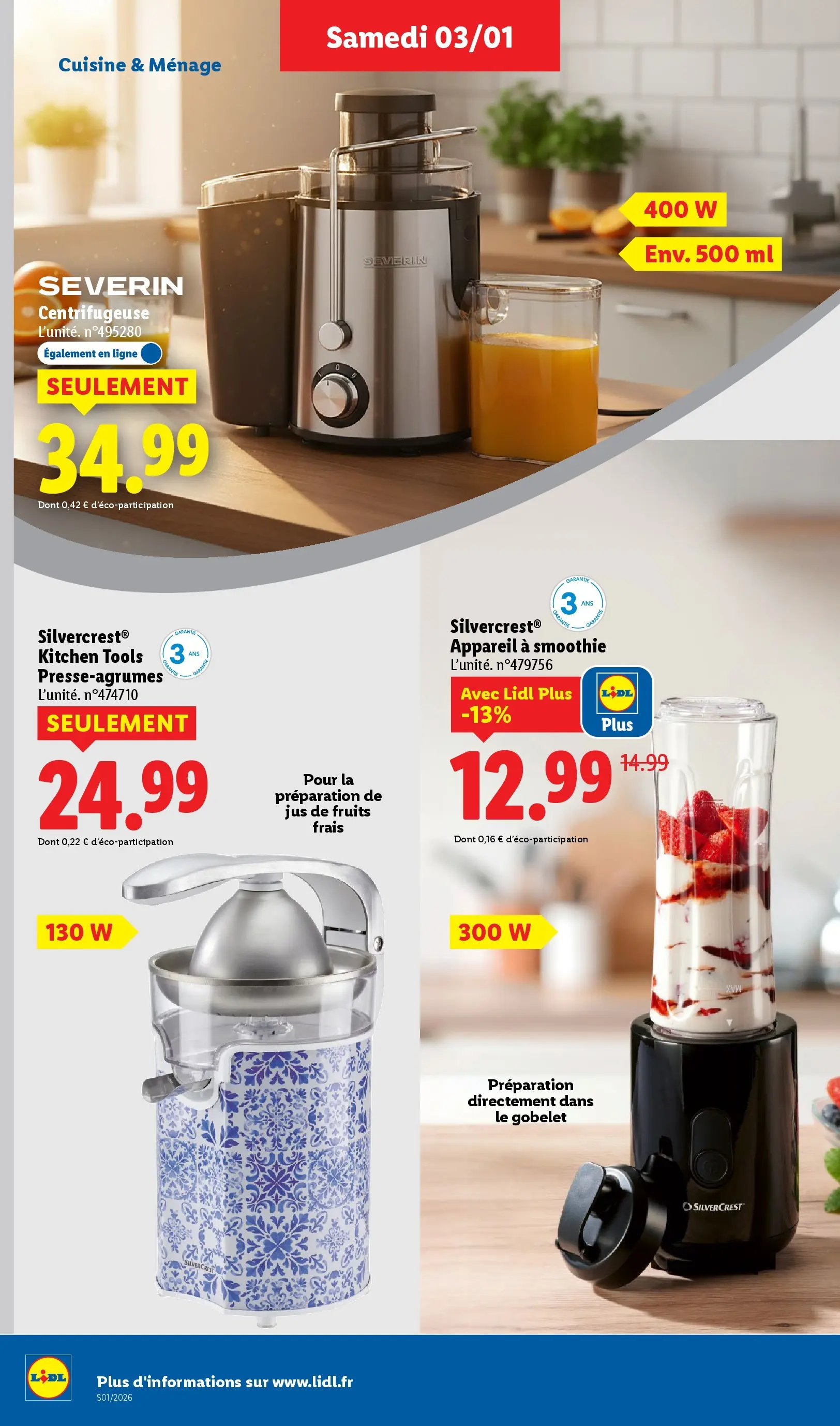 Catalogue LIDL du 02/01/2026 | Promo prospectus en ligne | Page: 36 | Produits: Presse-agrumes, Centrifugeuse, Jus