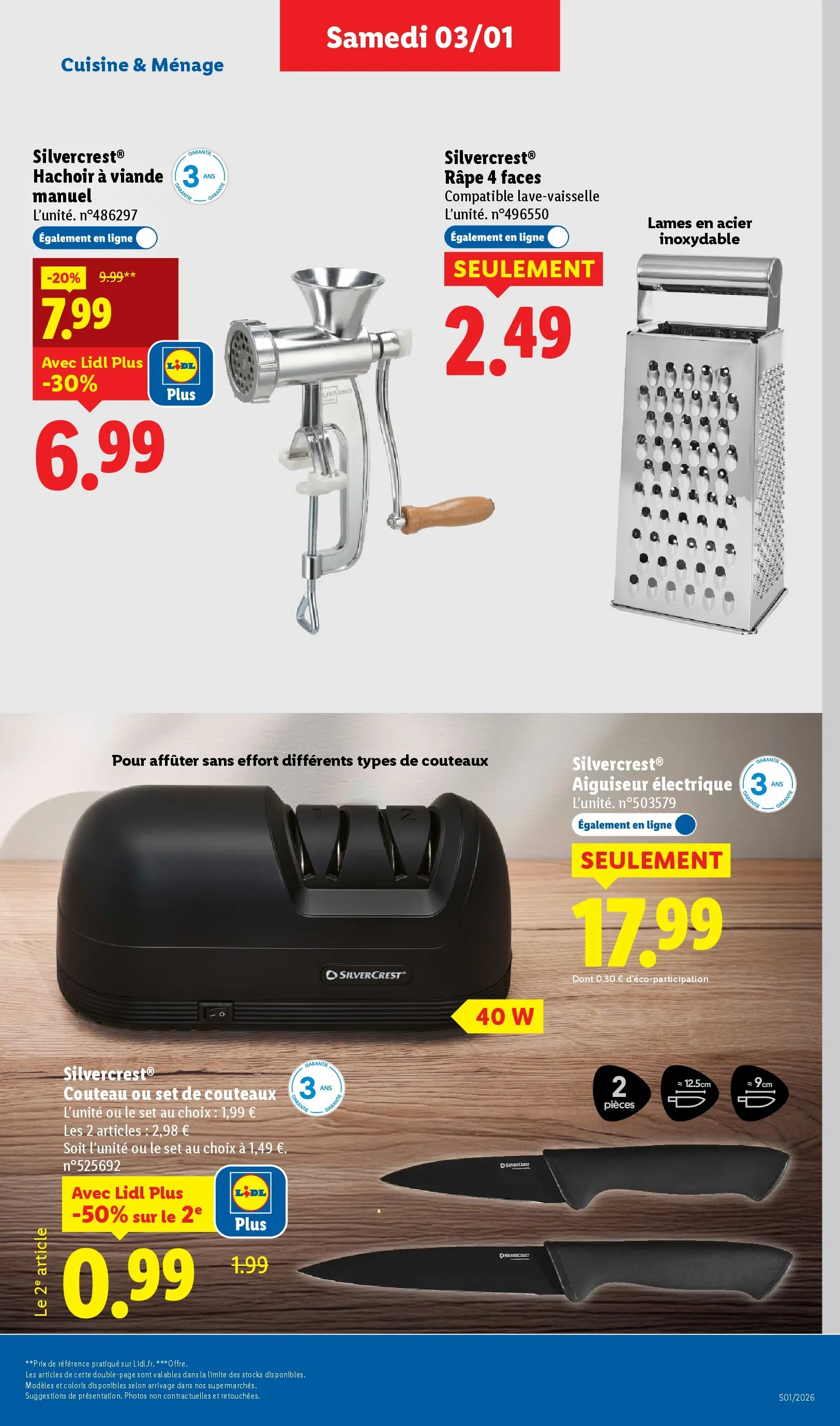 Catalogue LIDL du 02/01/2026 | Promo prospectus en ligne | Page: 39 | Produits: Couteau, Lave-vaisselle, Viande