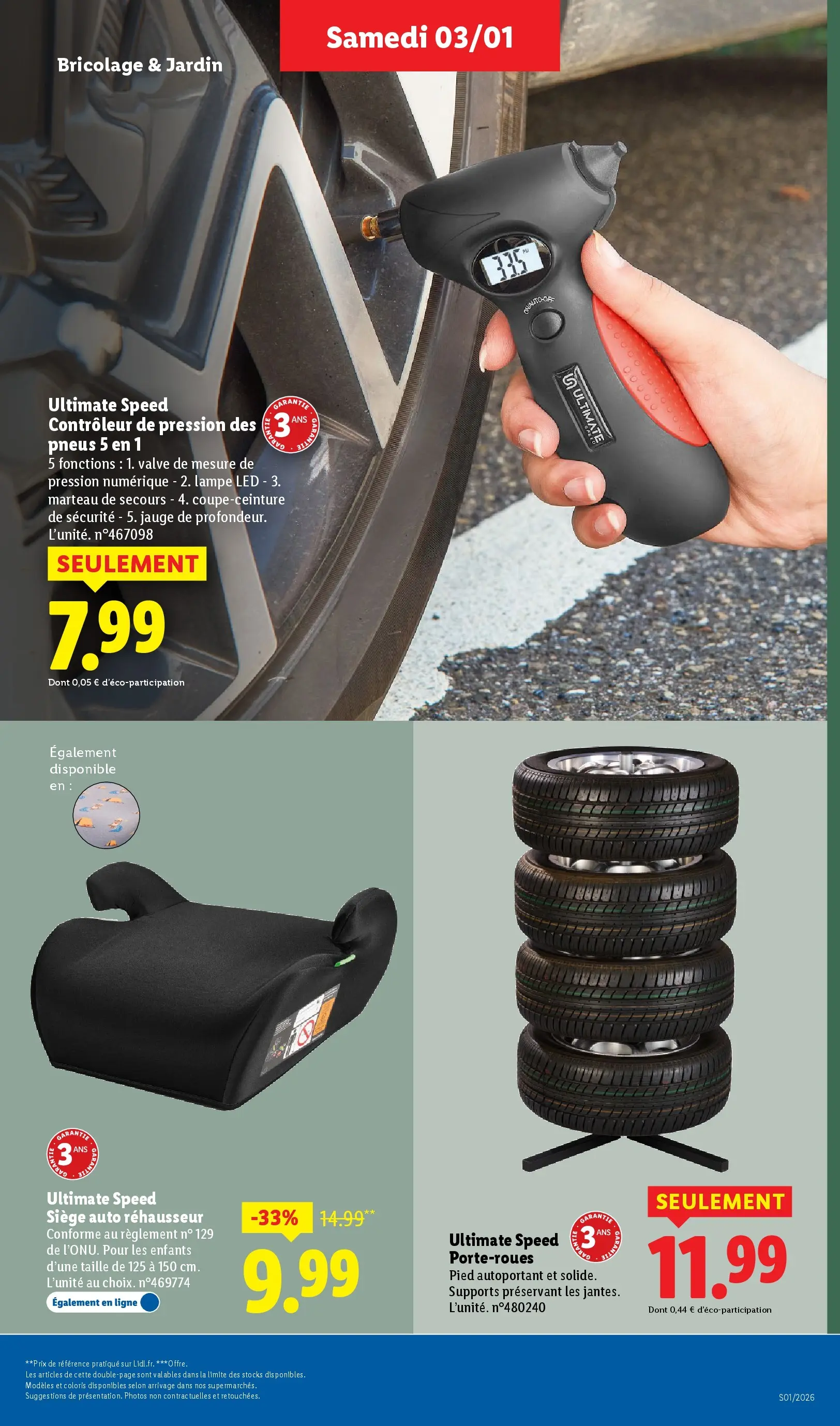 Catalogue LIDL du 02/01/2026 | Promo prospectus en ligne | Page: 47 | Produits: Pneus, lampe LED, Rehausseur, Lampe