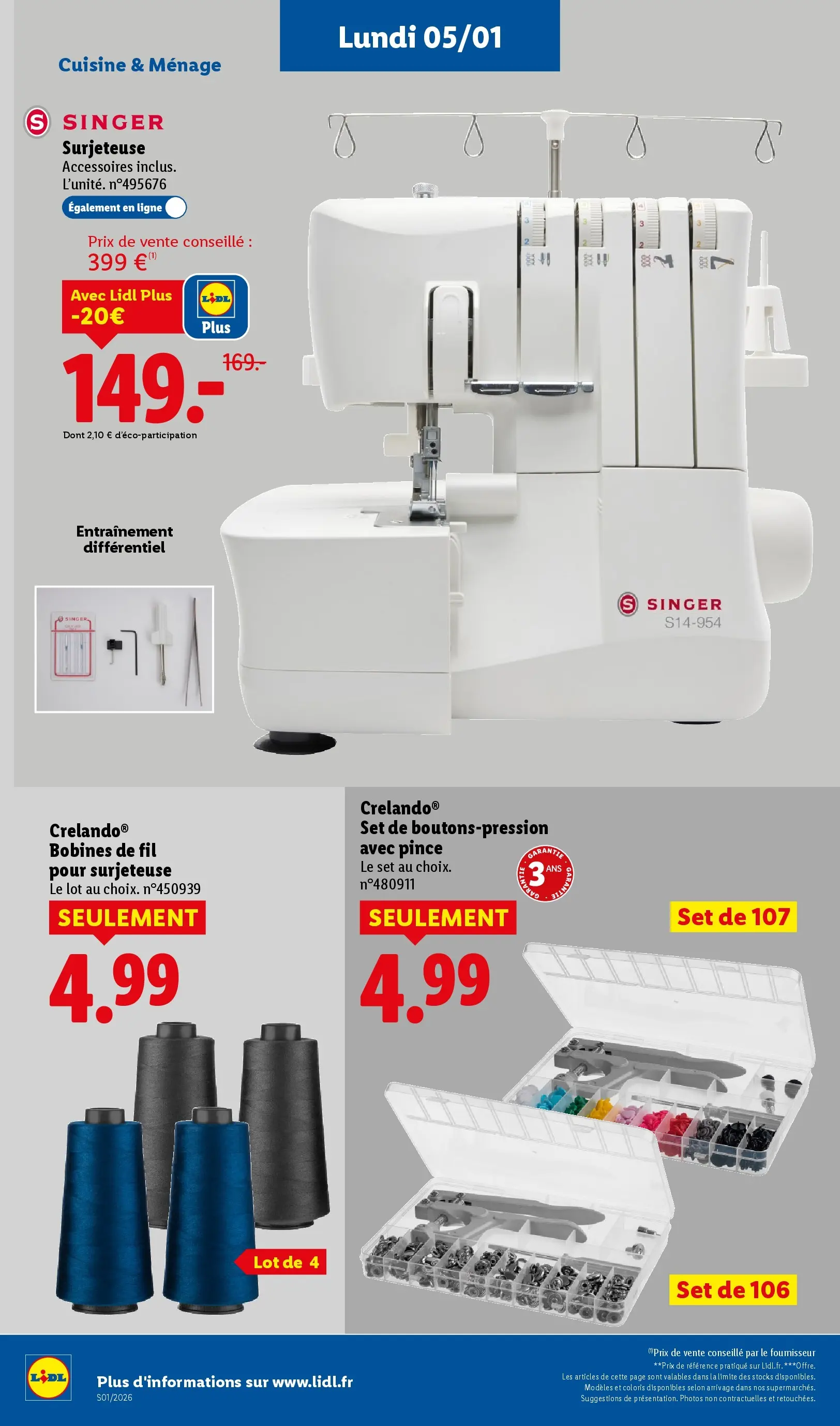 Catalogue LIDL du 02/01/2026 | Promo prospectus en ligne | Page: 56 | Produits: Surjeteuse