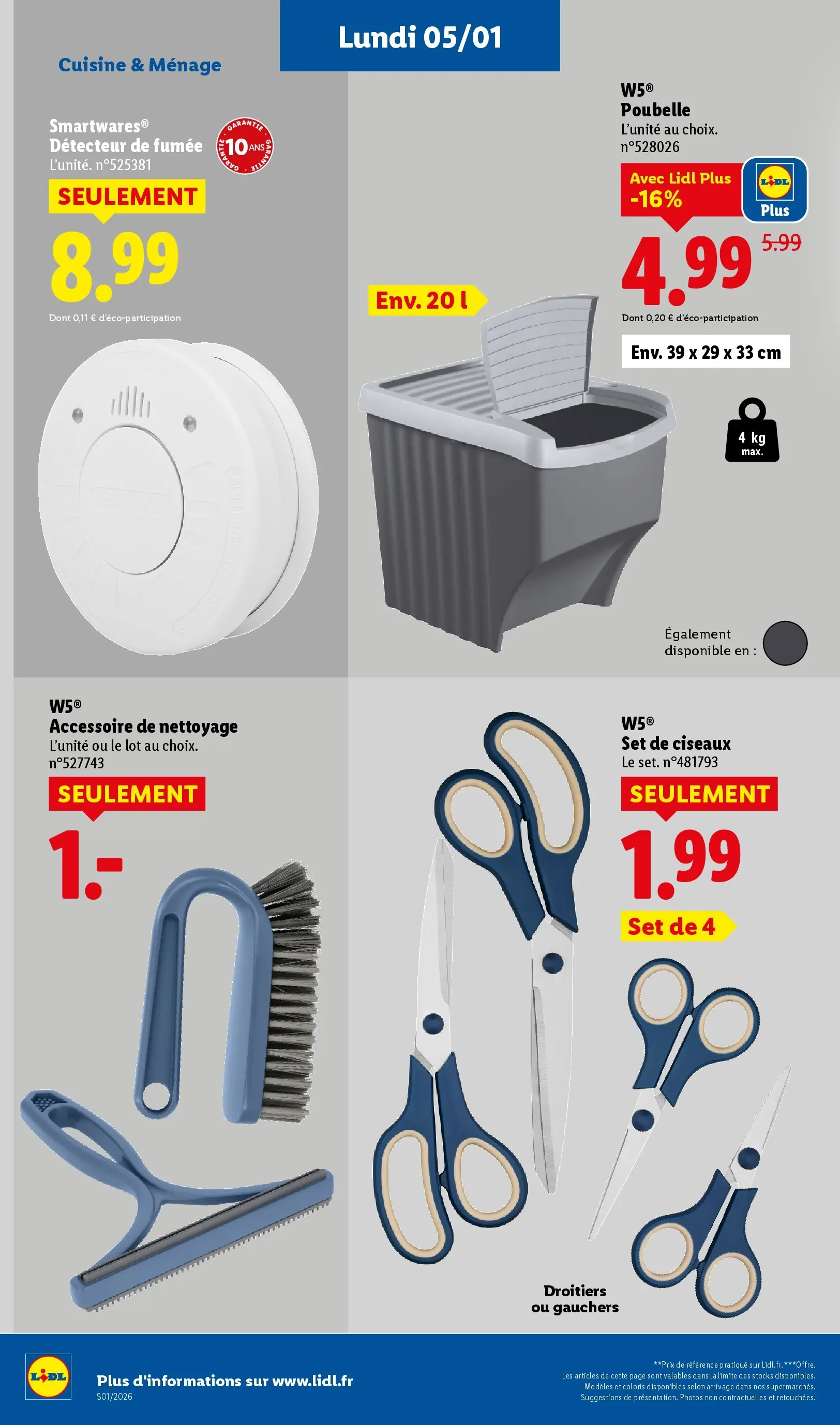 Catalogue LIDL du 02/01/2026 | Promo prospectus en ligne | Page: 58 | Produits: Poubelle, Ciseaux