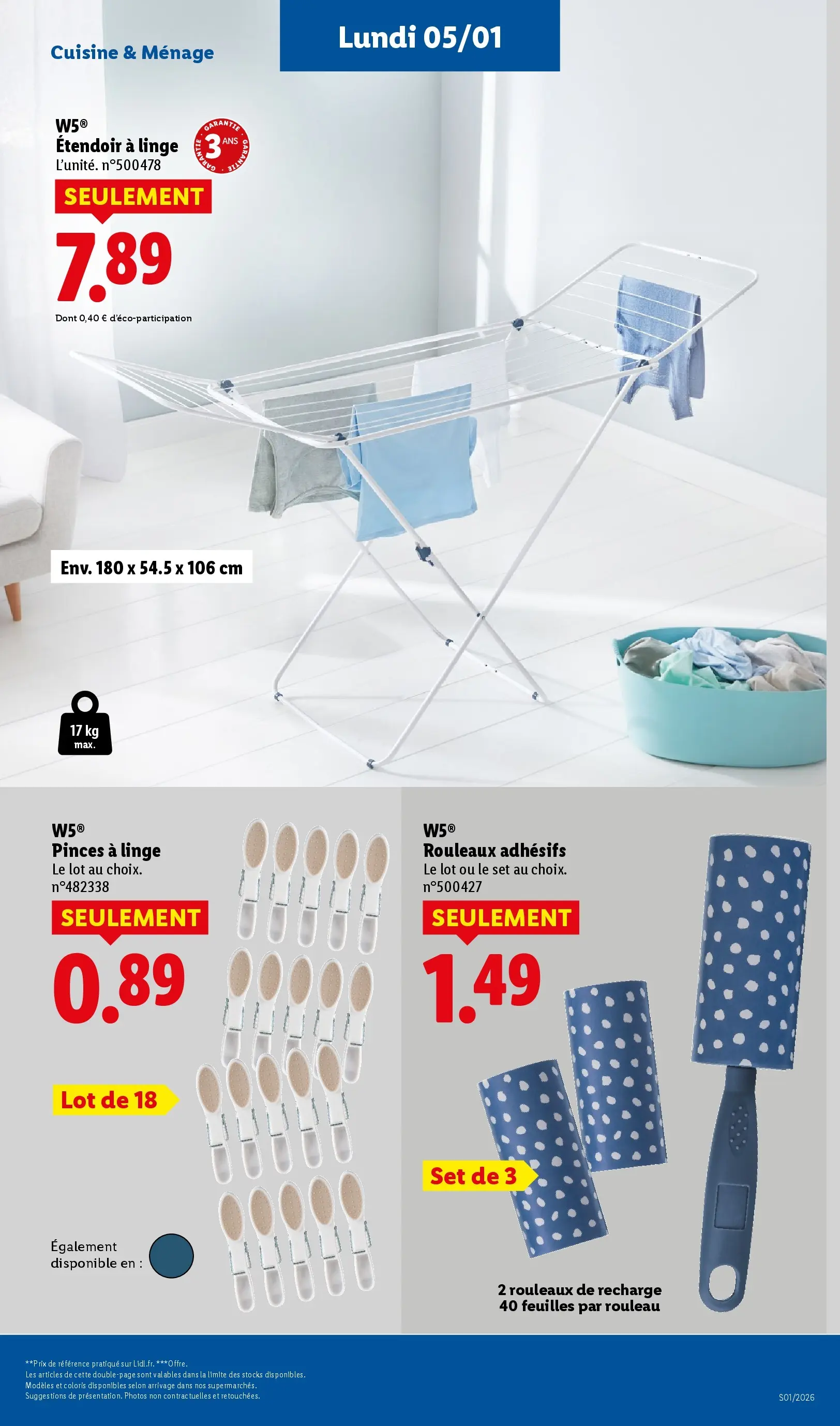 Catalogue LIDL du 02/01/2026 | Promo prospectus en ligne | Page: 59 | Produits: Rollers, Étendoir à linge, Étendoir, Rouleau