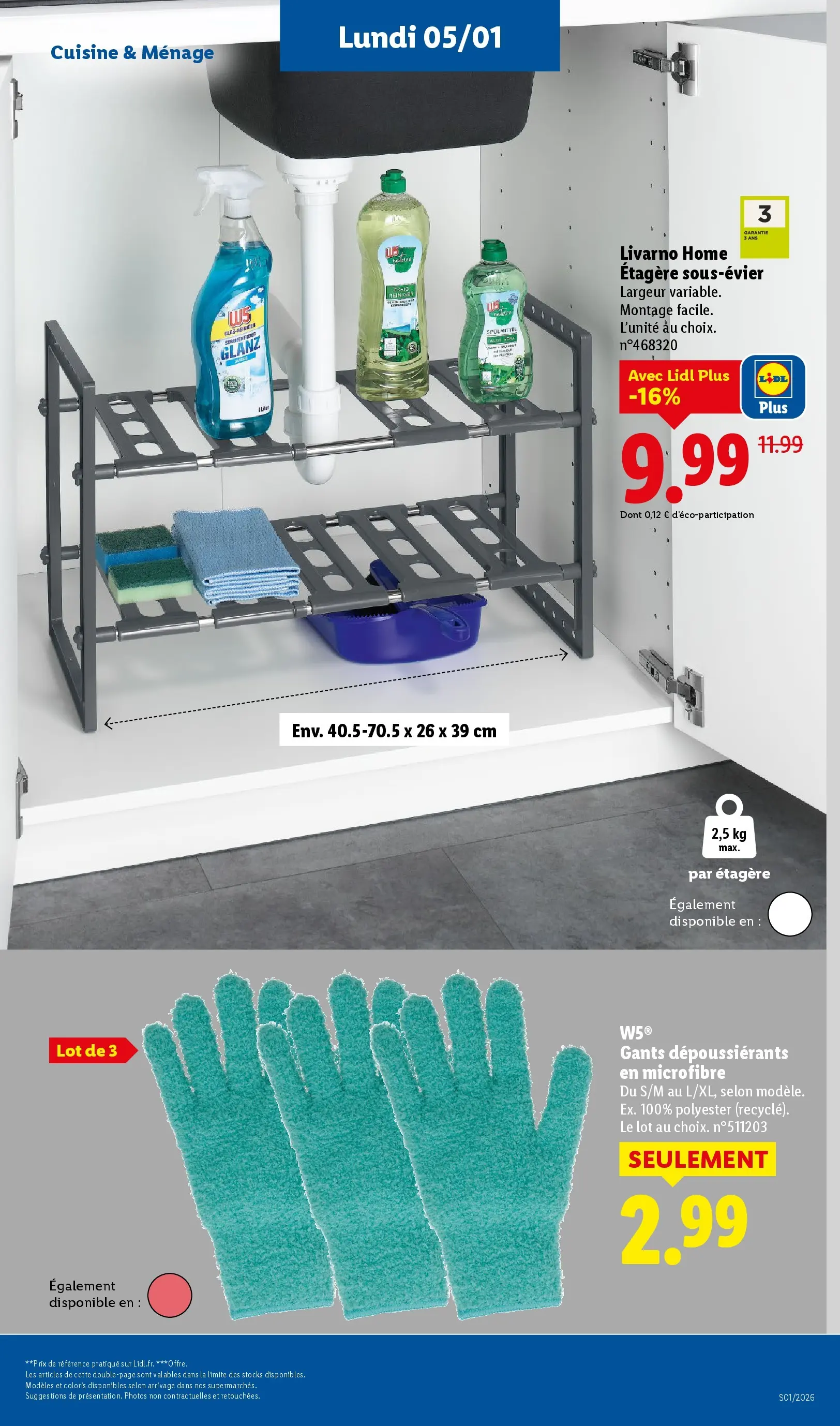 Catalogue LIDL du 02/01/2026 | Promo prospectus en ligne | Page: 61 | Produits: Étagère, Gants