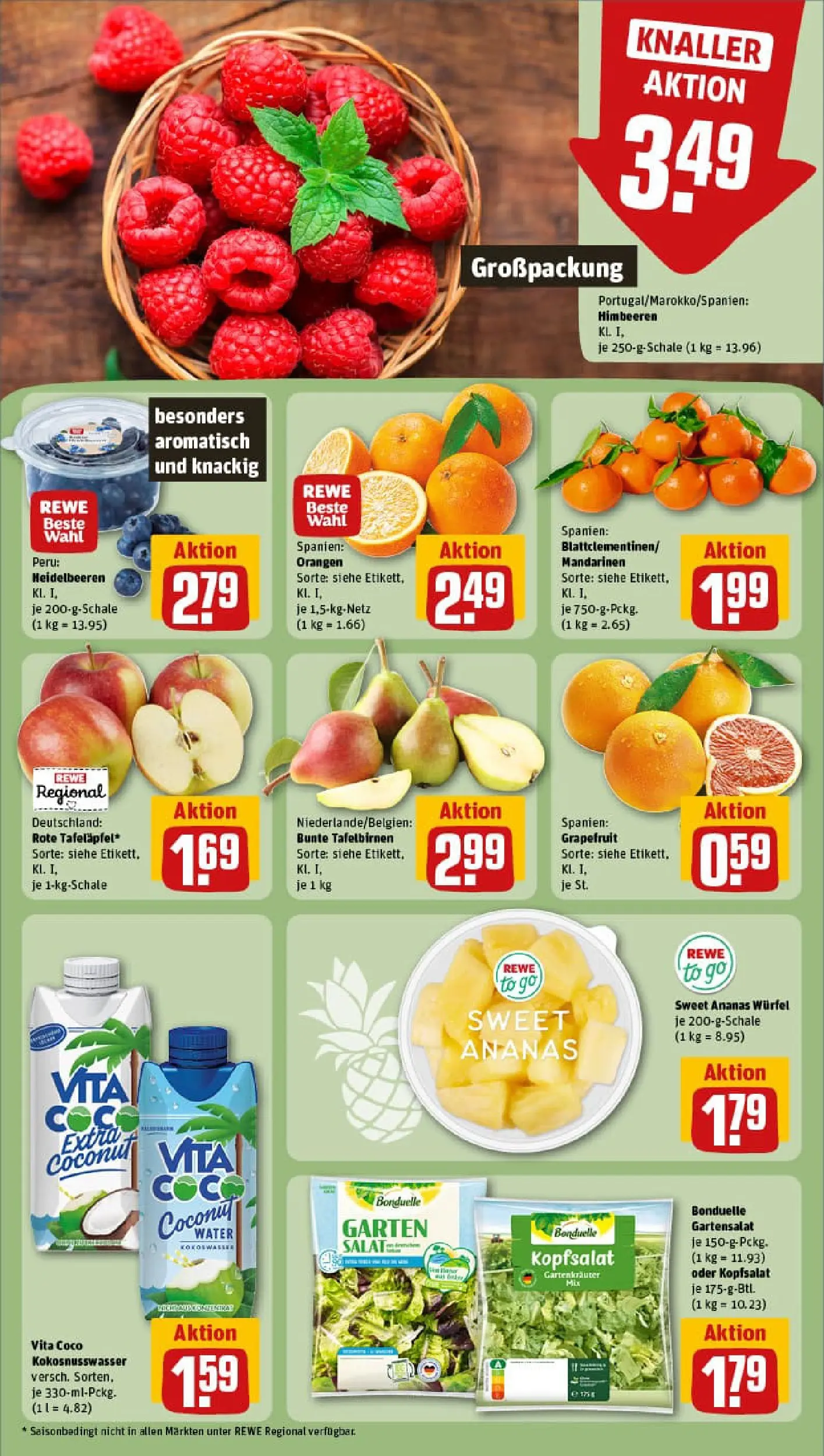REWE Prospekt ab 28.12.2025 zum Blättern » Angebote | Seite: 6 | Produkte: Himbeeren, Orangen, Ananas, Grapefruit