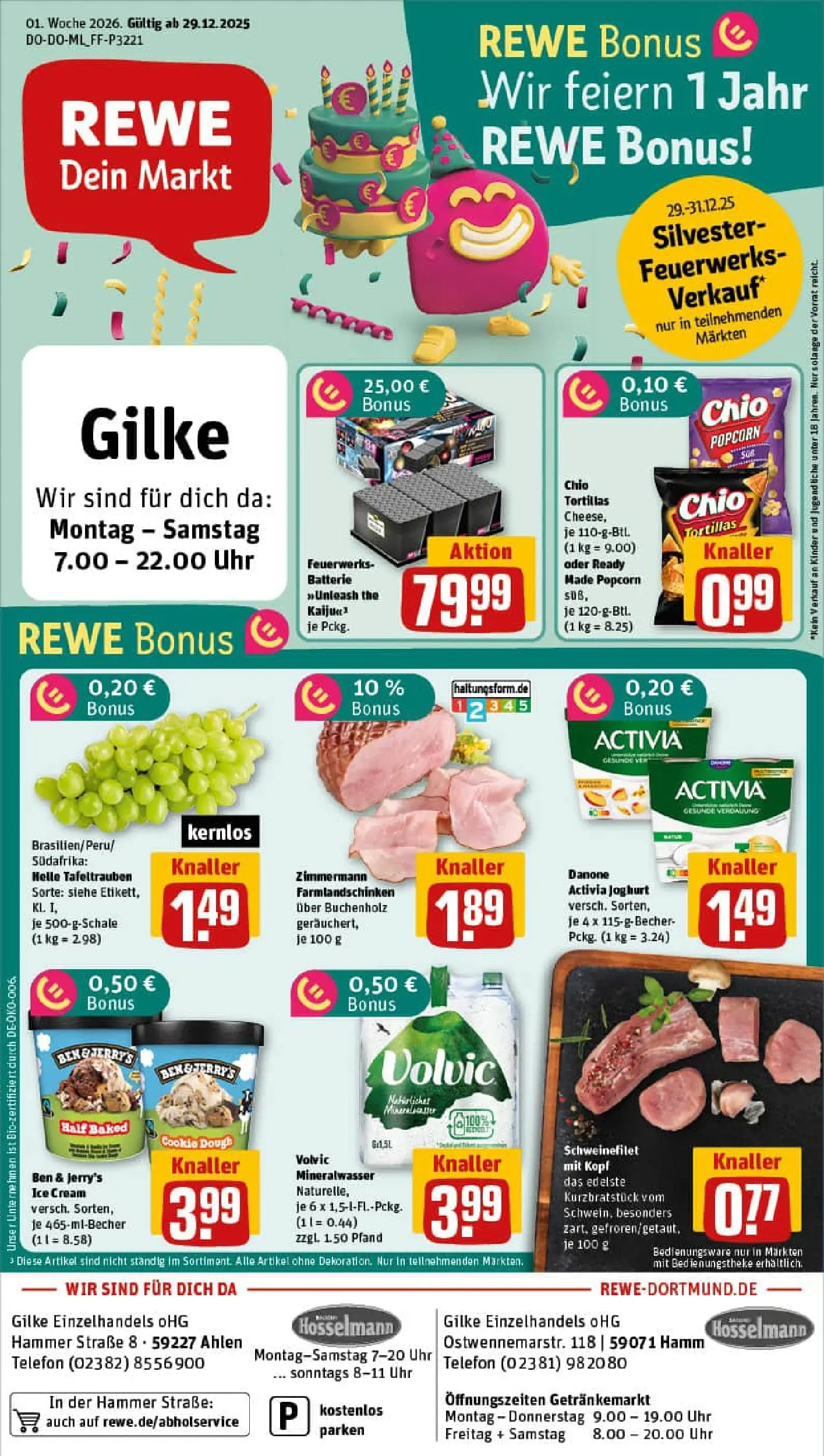REWE Prospekt ab 29.12.2025 zum Blättern » Angebote | Seite: 1 | Produkte: Activia, Joghurt, Batterie, Chio tortillas